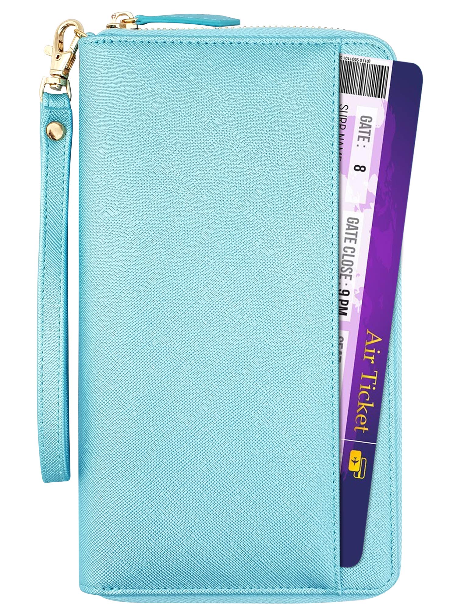Travel wallet RFID Blocking Document Organiizer bag (Pearl Blue)
