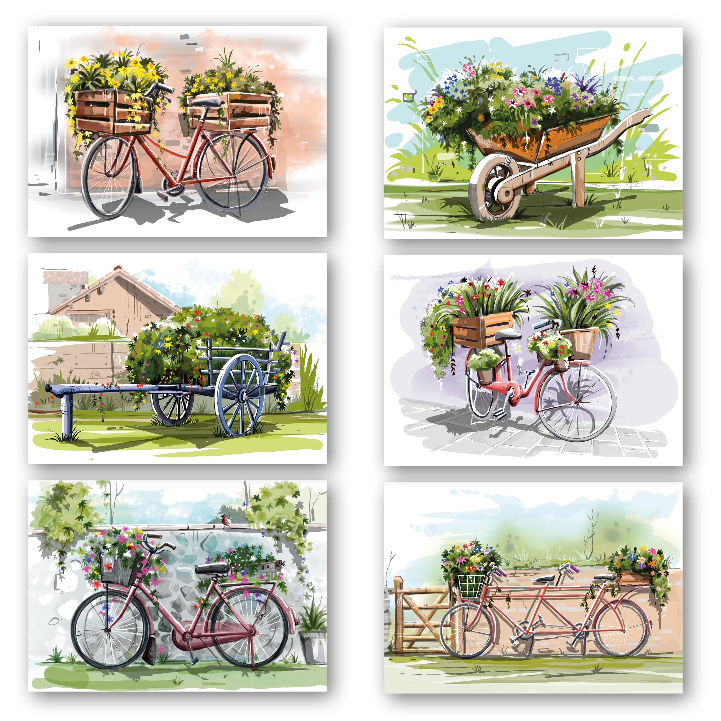 Absolutely Yours Greeting Cards Pack of 12. Each multipack has 6 different Bike Designs. Ecofriendly cards, envelopes and box. Blank Inside