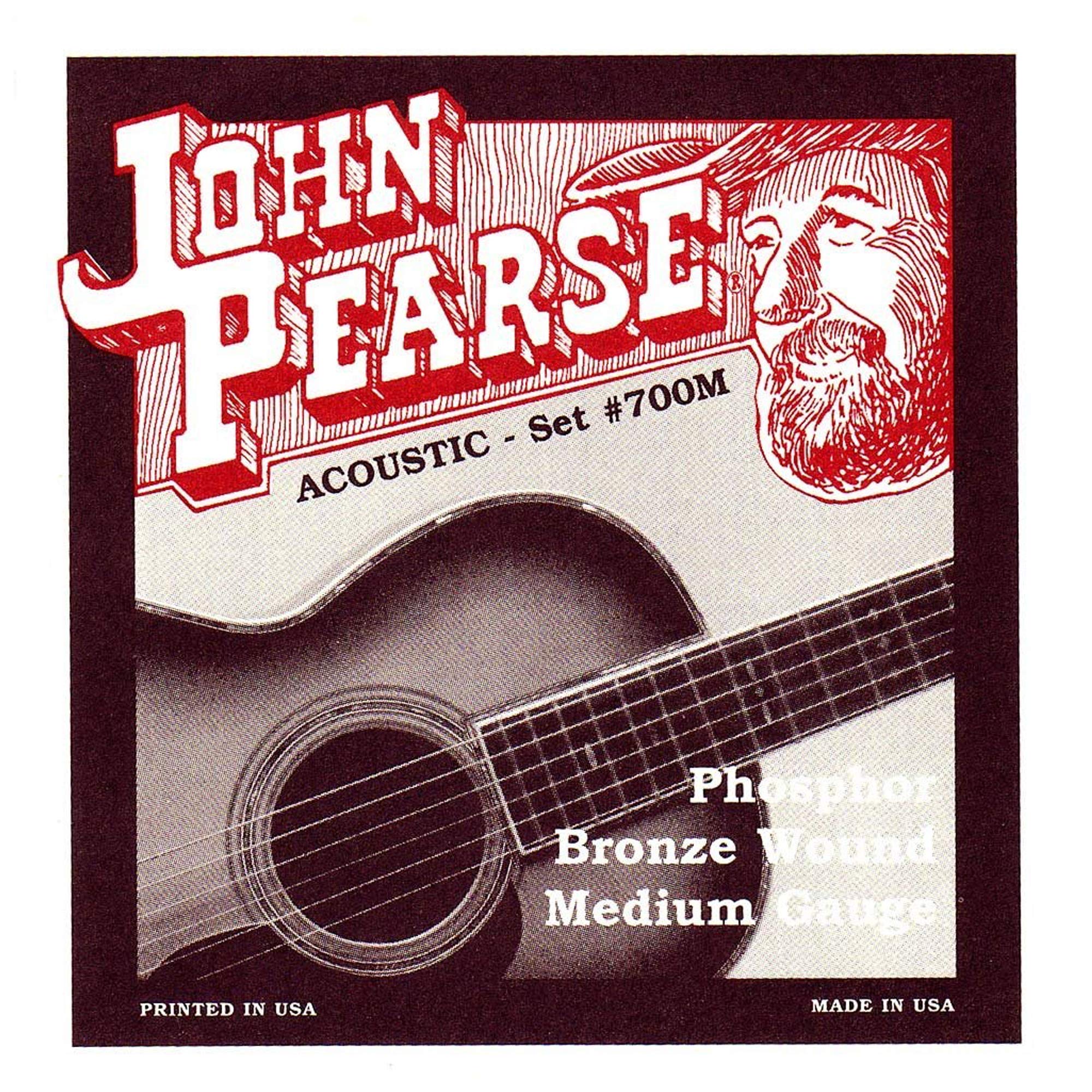 John Pearse - Corde per chitarra acustica, bronzo fosforoso, misura media, 13-56 (confezione da 3)