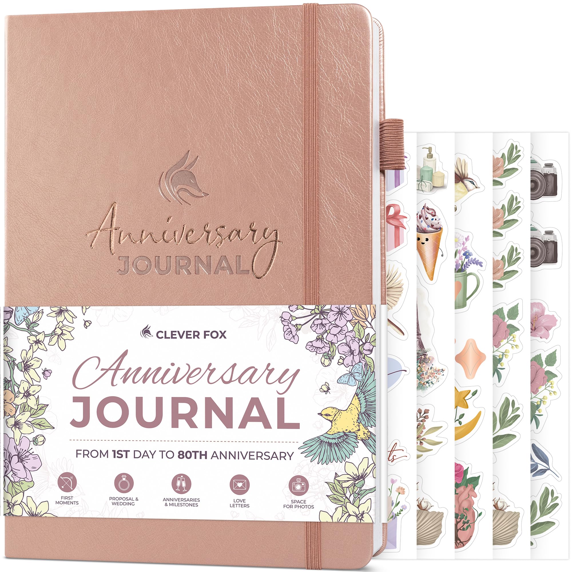 Clever Fox Anniversary Journal, Couple Memory Book & Photo Album with Writing Space, Wedding
