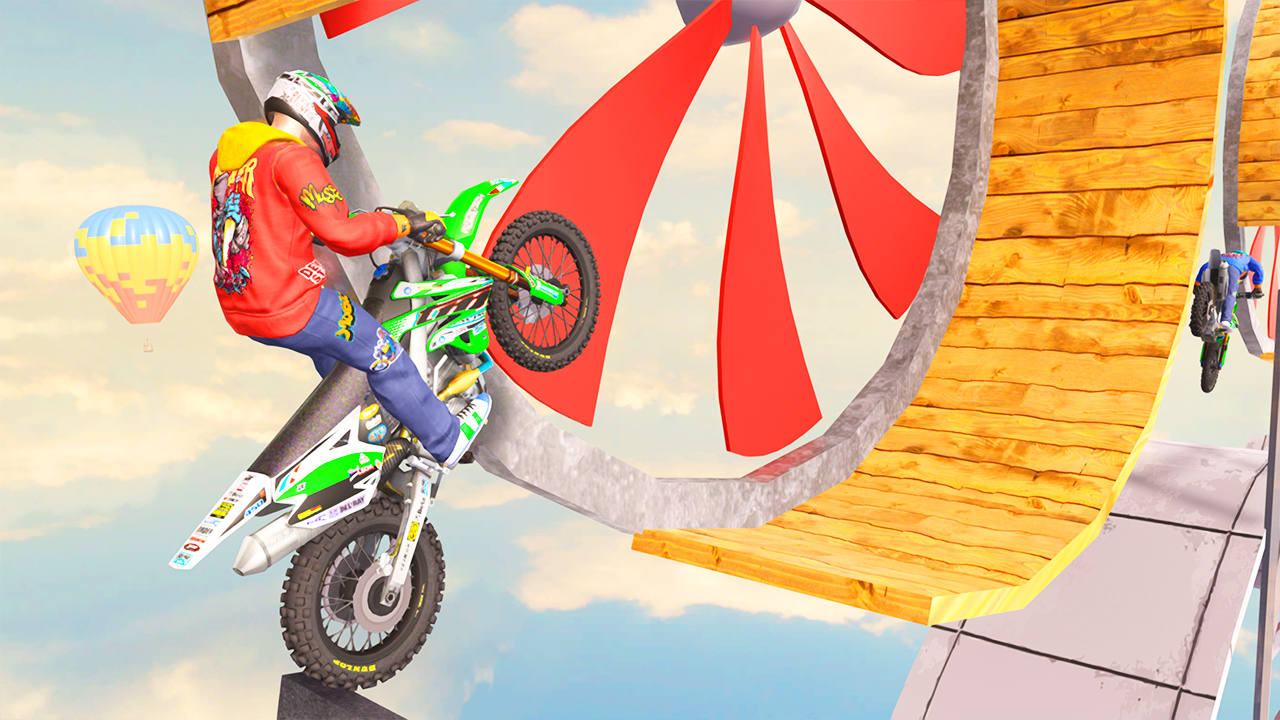 Tricky Light Trail Bike Stunts Extreme Impossible Mega Ramps Bike Game