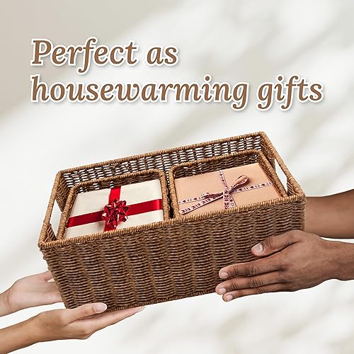 Miniatura 6 de Cesta de mimbre con asa, Cestas de mimbre para organizar, Cestas de estante para organizar, Cesta tejida con asas, Organizador de cesta de mimbre,