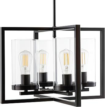 Verona 4 Light Contemporary Intersecting Pendant - Bronze w/LED - Linea di Liara LL-CH18-6DB-LED