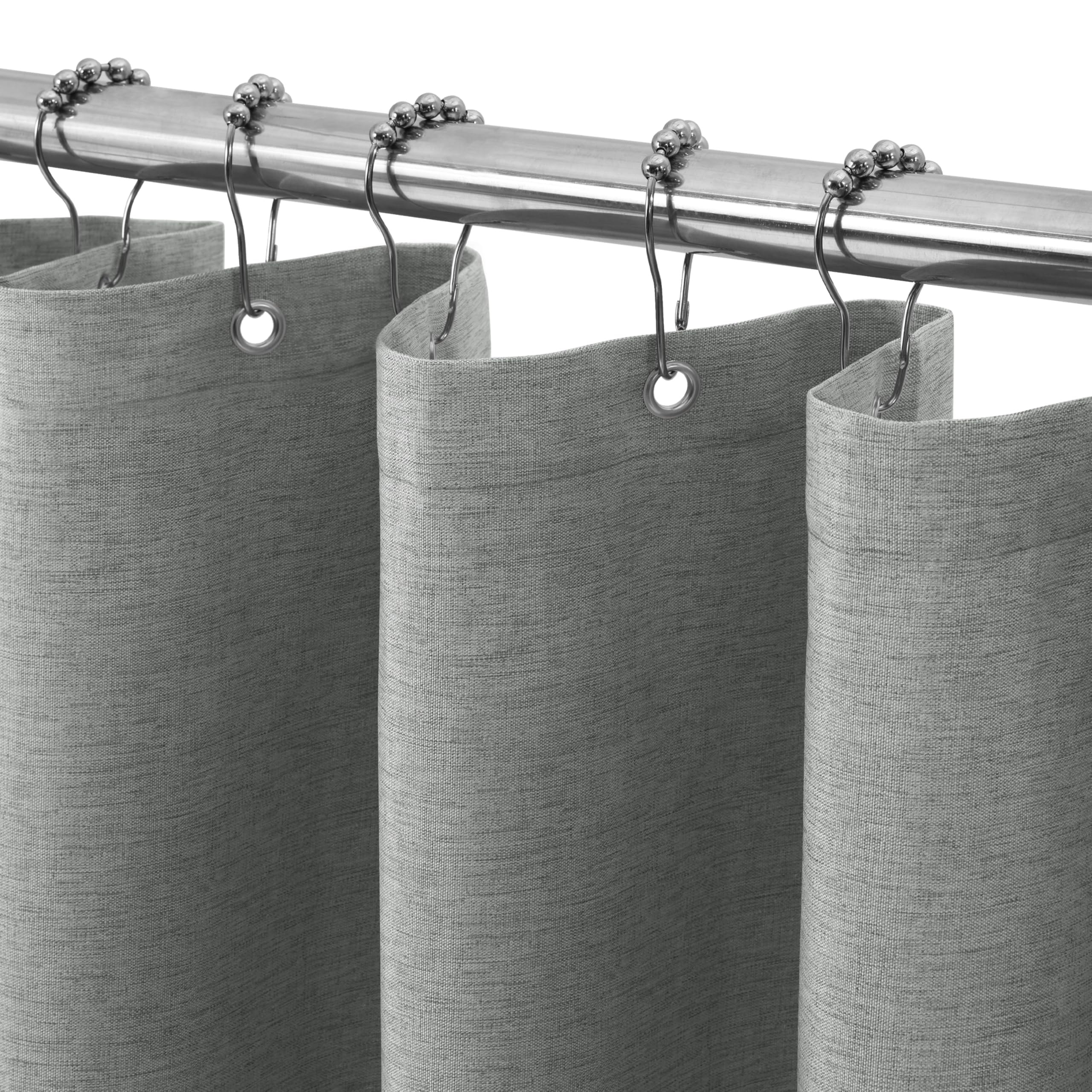 Cortina de Ducha para Baño con Ganchos de Metal Cortina de Ducha de Tela de Lino Cortina de Baño Resistente para Bañera Ducha, Impermeable - 182 x 182cm (Beige) — view 42