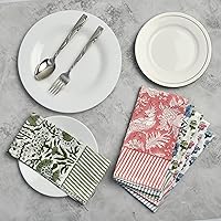 Vista 3 de CPC Servilletas de Tela 100% Algodón Juego de 4 Servilletas Reutilizables, Servilleta de Cena Floral Toile con Estampado de Bloques Indios, Regalo