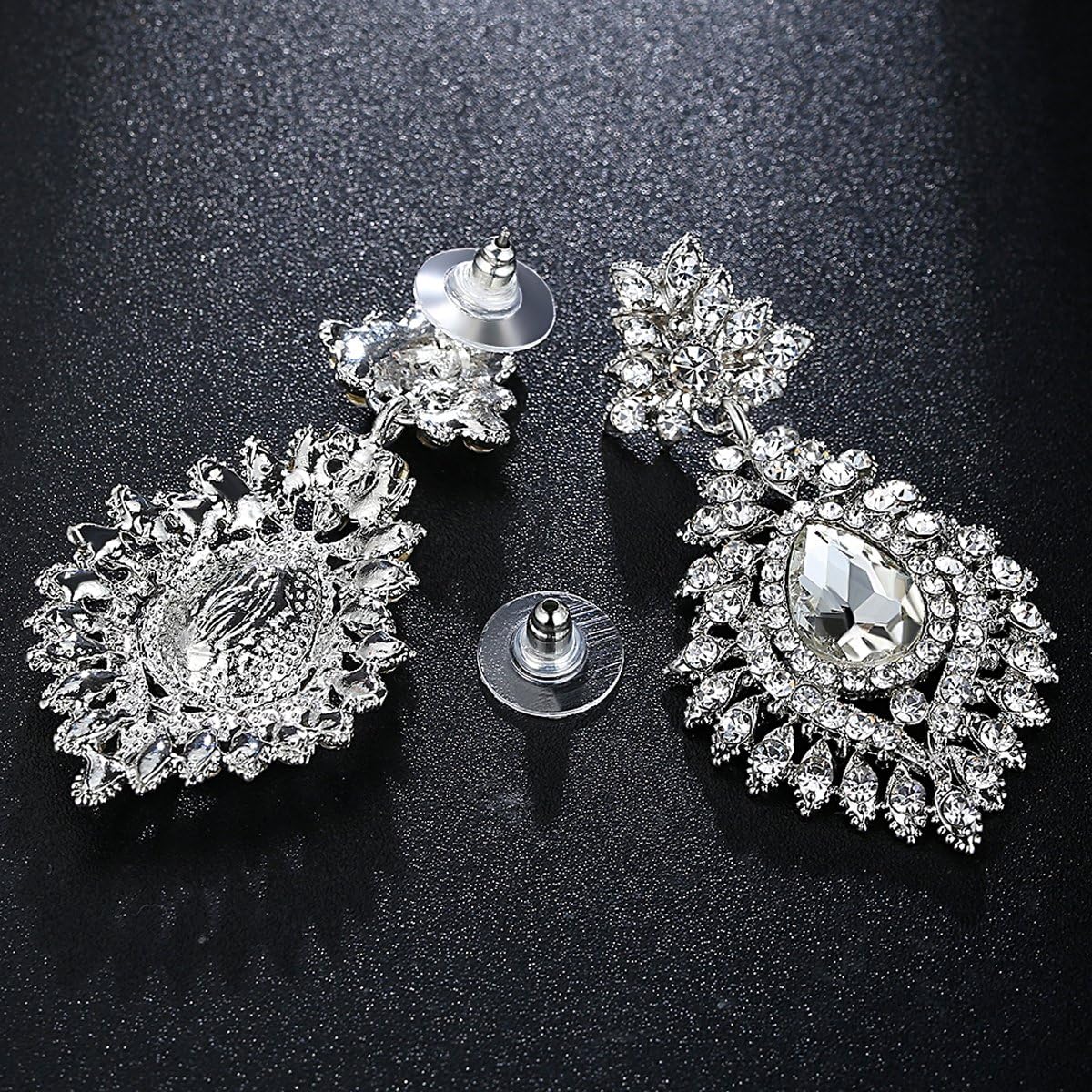 mecresh Flower Teardrop Bridal Wedding Dangle CZ Earrings in Silver/Gold Tone for Women Girl Bride Gift … - Image 6