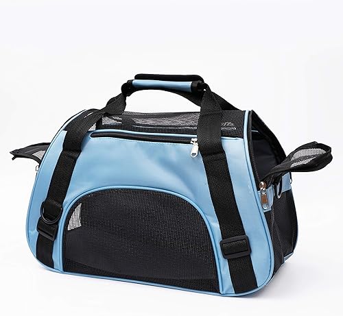 Vista 17 de Transportador para gatos pequeños, transportador de mascotas de lados suaves para gatos, cachorros, mascotas pequeñas, aprobado por aerolíneas
