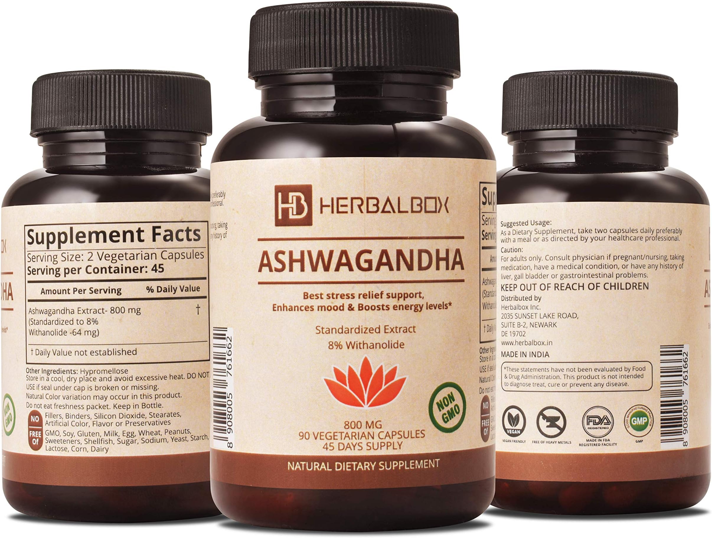 Premium Ashwagandha - 90 Veg Capsules 800 mg | Stress Relief Anti Anxiety | Mood Enhancer- Root Powder Extract -Cortisol & Adrenal Support - Adrenal Fatigue - Thyroid Support- Promotes Deep Sleep