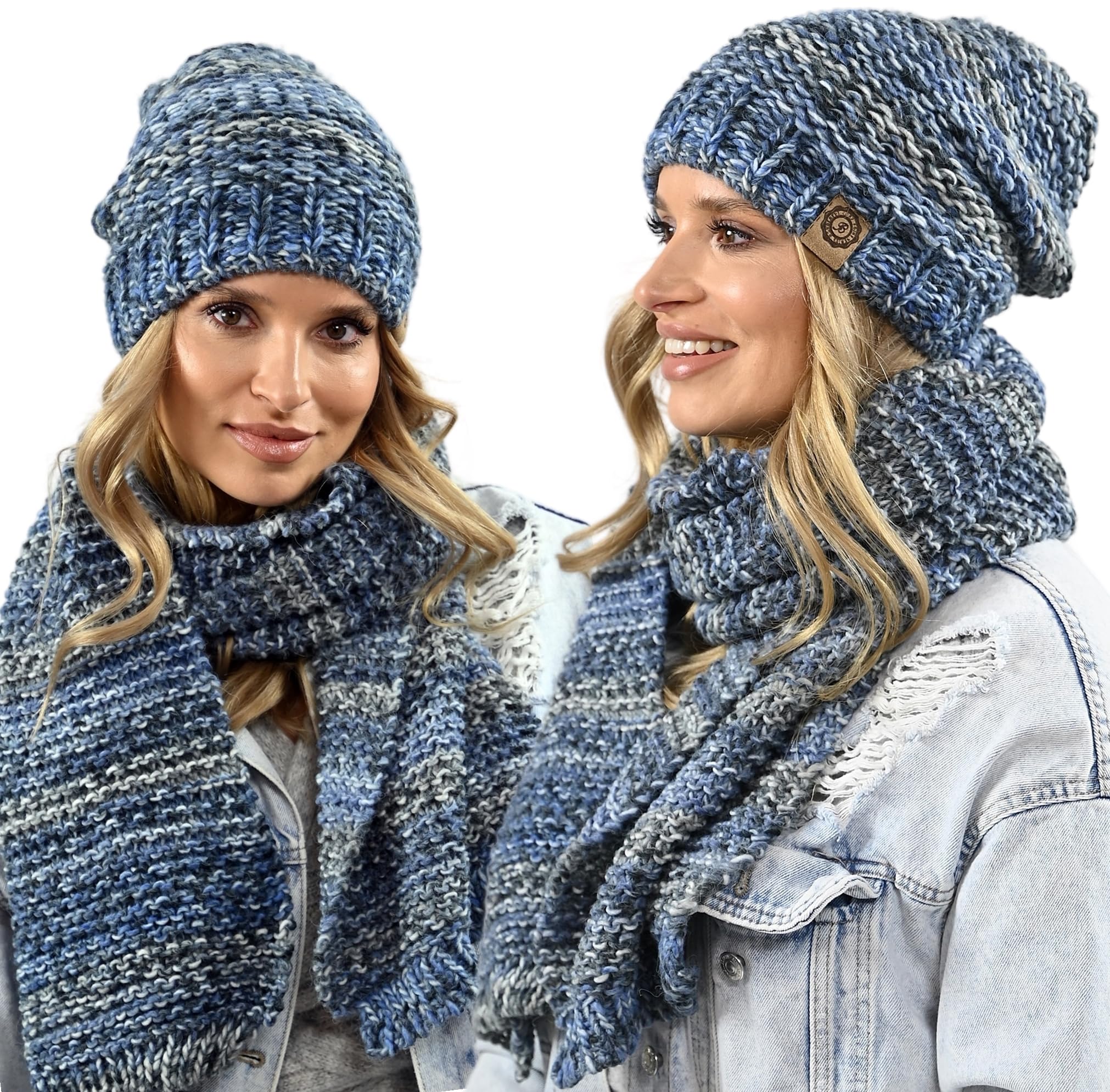 Alur Mütze Damen Beanie mit Schal Set Wintermütze Strickmütze - Warme Elastisch Elegant Winter Mütze Schal Eko - Weiches Garn Stilvoll Universell Warm