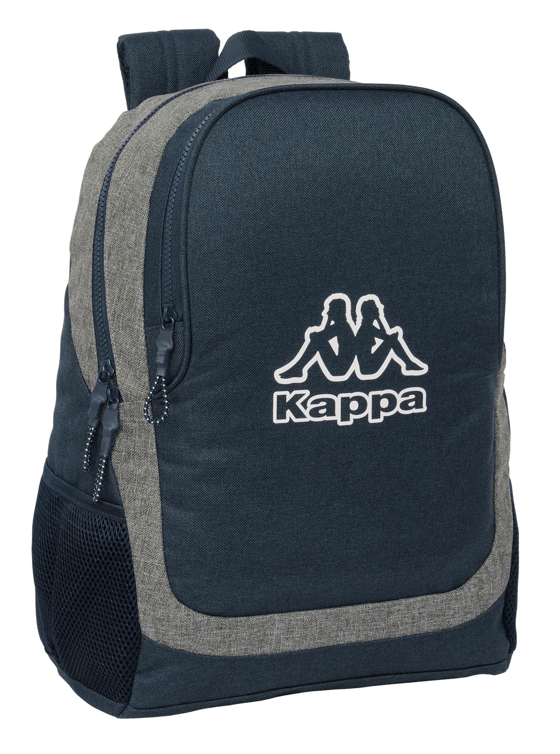Safta KAPPA DARK NAVY - Mochila Escolar Infantil, Ideal para Niños de Diferentes Edades, Cómoda y Versátil, Calidad y Resistencia, 32x16x44 cm, Color Gris/Azul Marino Melange
