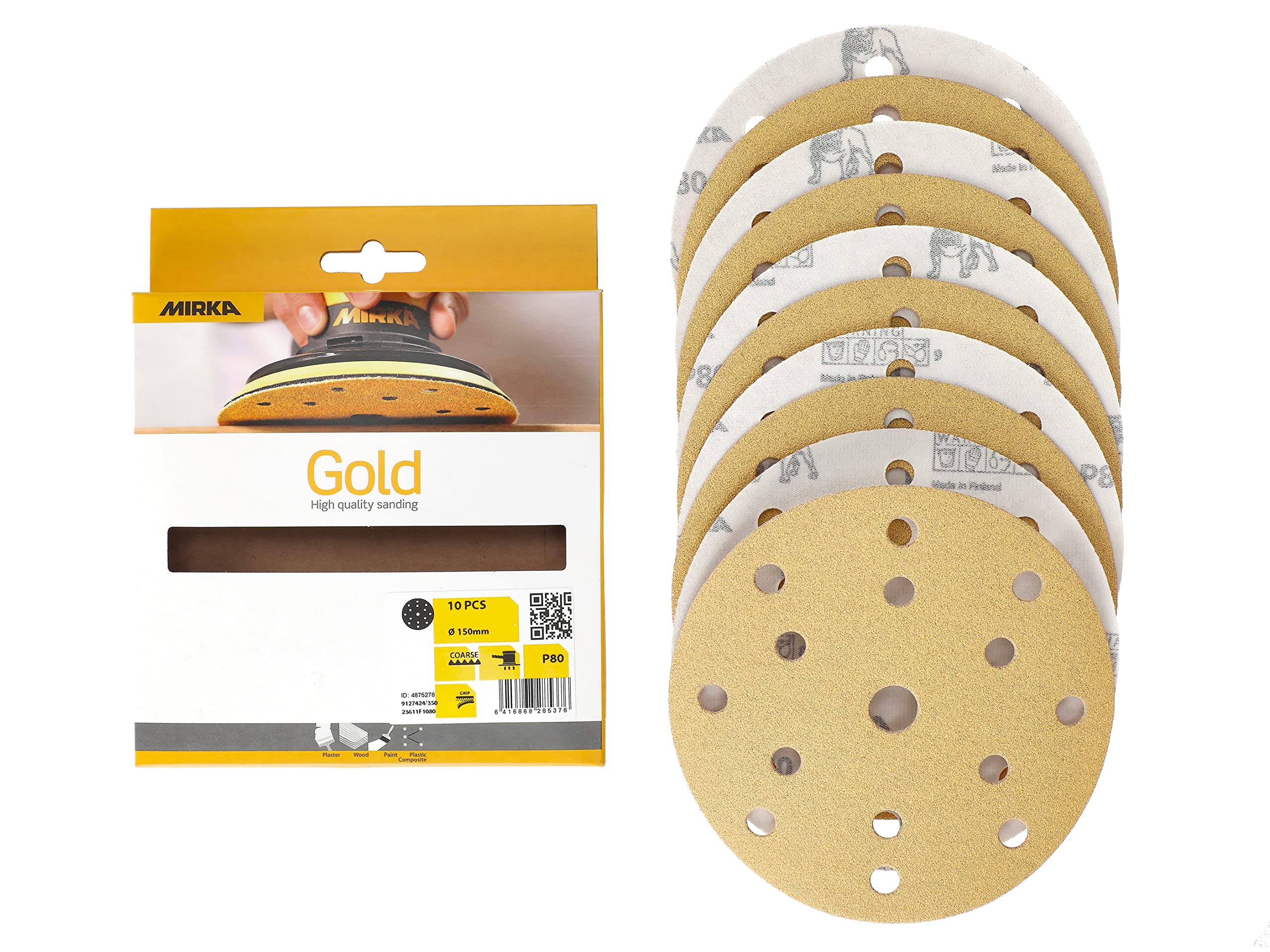Mirka - sanding paper - Gold universal 150mm P80 10 pcs Hook & loop