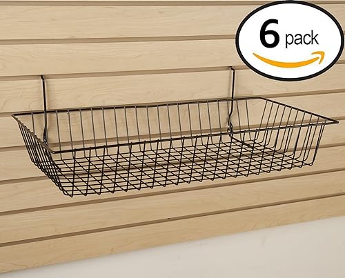 Miniatura 2 de Econoco - Cesta de alambre de doble inclinación negra multiajuste para Slatwall, tablero de clavijas o rejilla (juego de 6) canasta de alambre