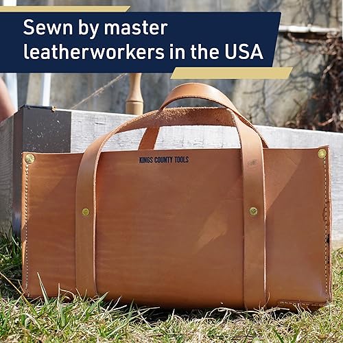Miniatura 4 de Buffalo - Bolsa de herramientas de cuero  15 x 7 x 7 pulgadas, bolsa de gran capacidad para herramientas de mano, jardinería y manualidades, soporte