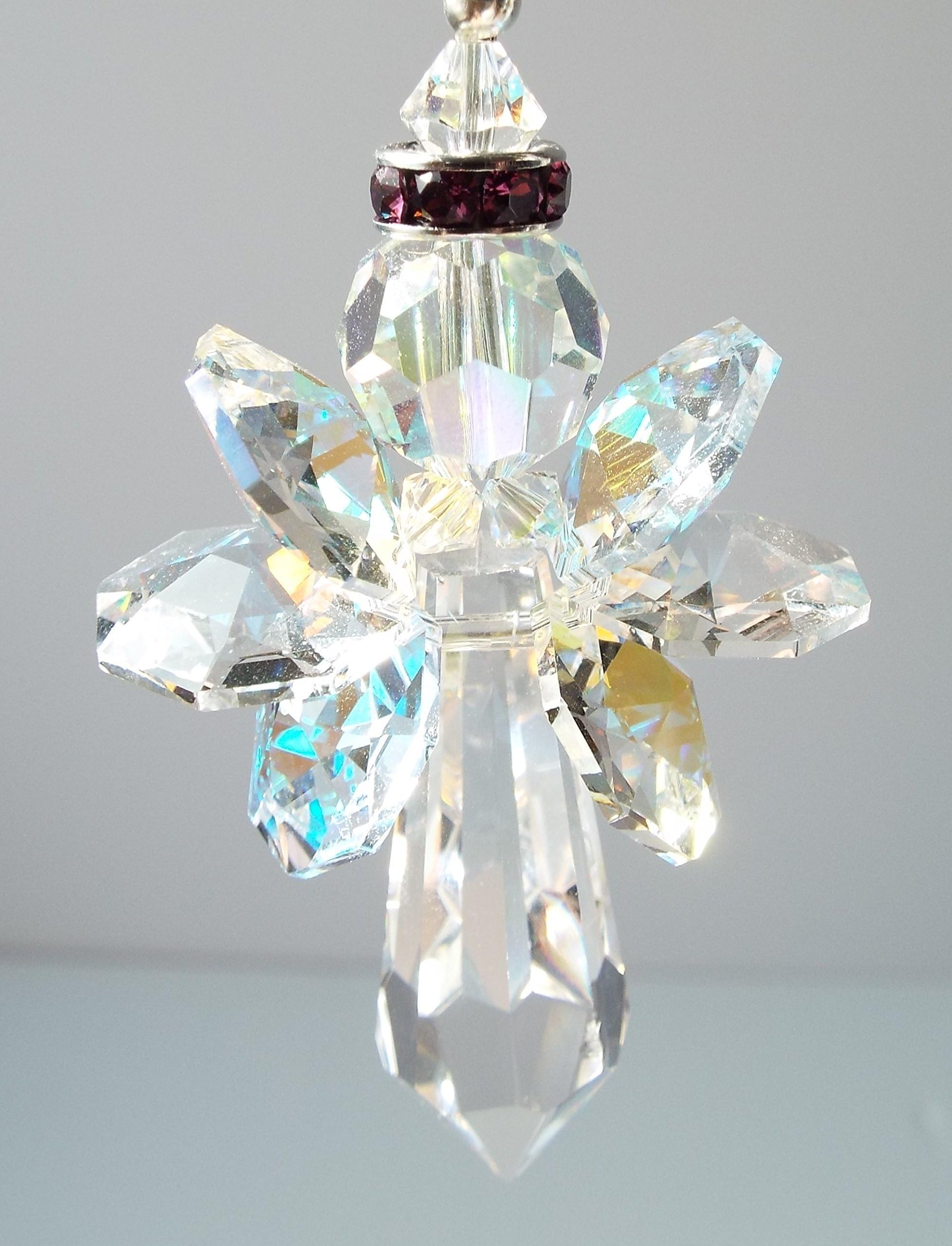Swarovski Crystal Angel Ornament Sun Catcher ~ Amethyst for Healing ~ Native American Made