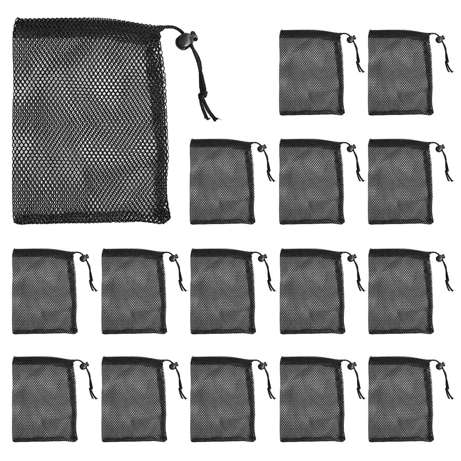 Eowvisn Black 15 Pieces Mesh Drawstring Pockets, Drawstring Drawstring Pockets, Item Storage Bags, Travel Storage Bags, Portable Storage Bags