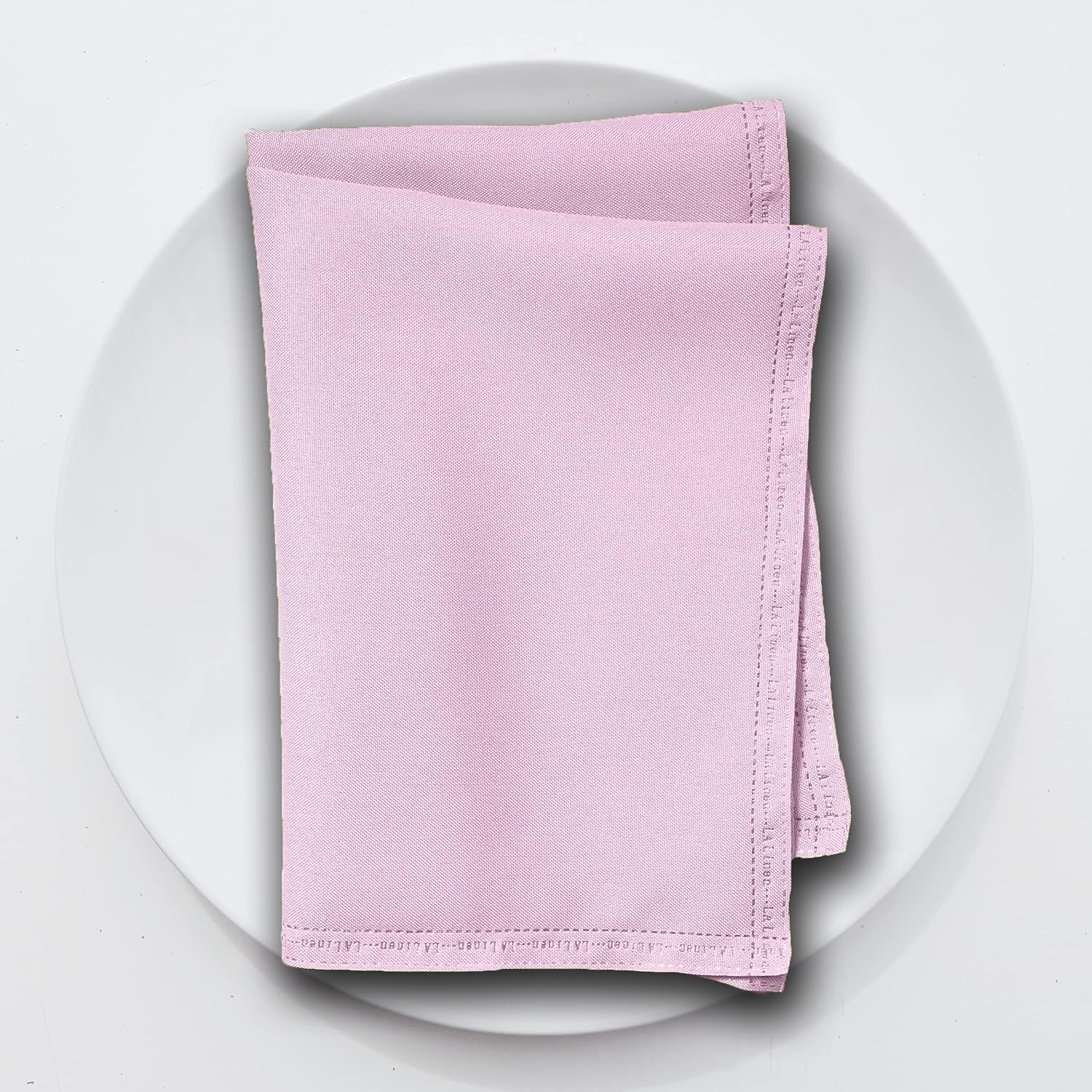 LA Linen Napkins, Faux Raw Silk, QEB Laser Bonded Edge, Stain and Wrinkle Resistant Cloth Napkin for Dinning, Kitchen, Party, 18 by 18-Inch, 6-Pack, Pink Light