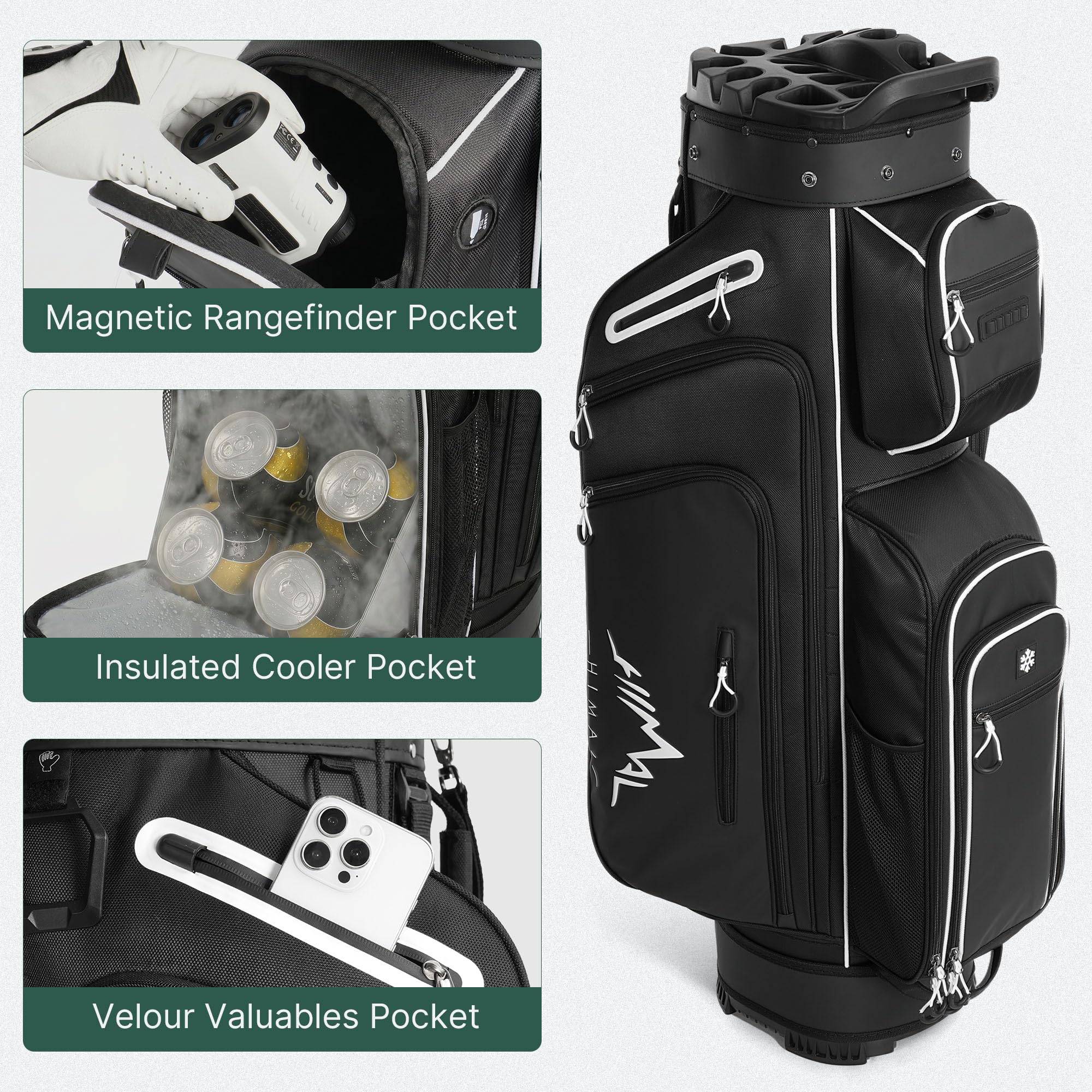 Amazon.com: uniHimal T-Lock Golf Cart Bag with Quiet 14-Way Full