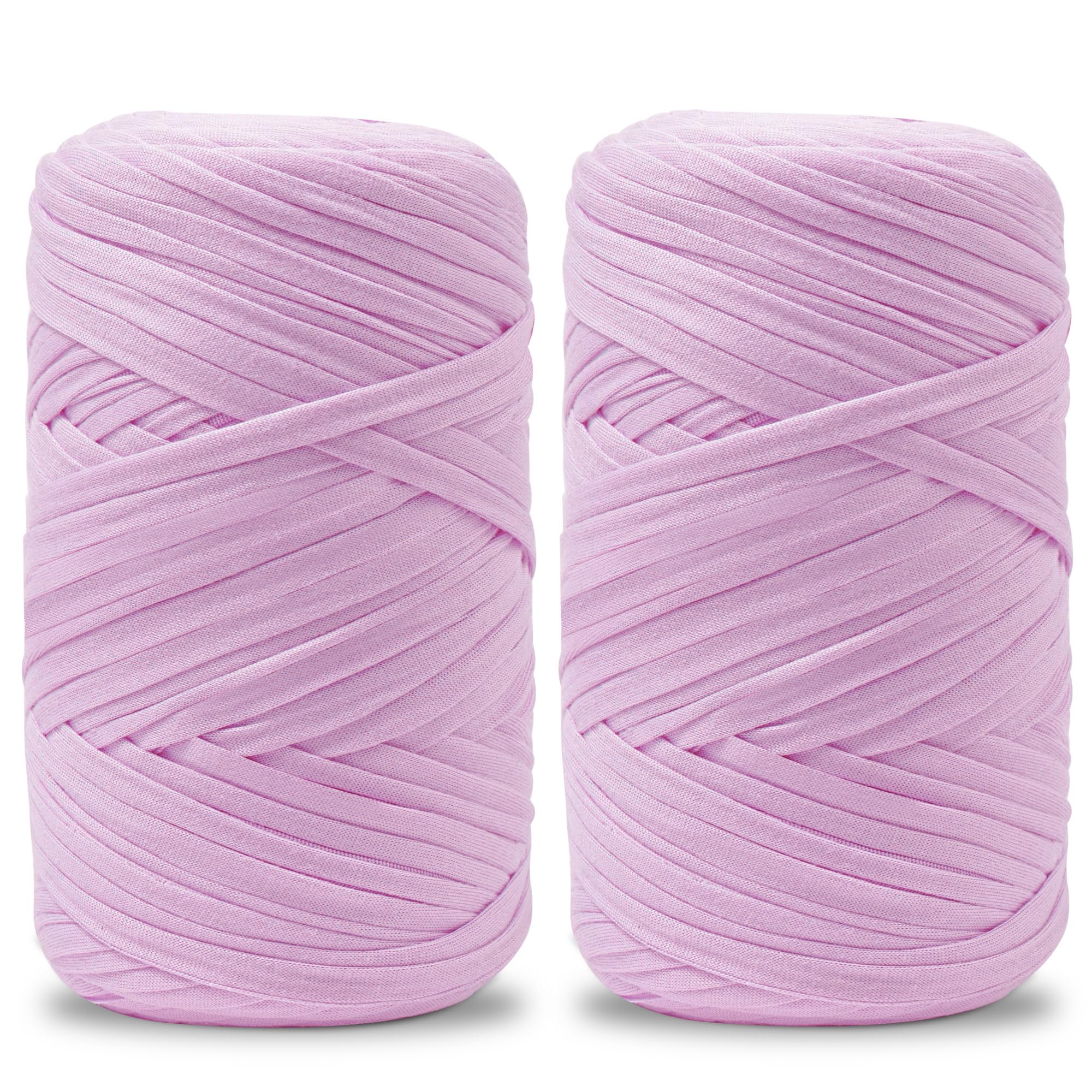 Vincona 2x200g T-Shirt Garn, TShirt Garn zum Häkeln, Geeignet für gehäkelte Taschen, Körbe, Wandbehänge, Heimdekoration, DIY-Bastelarbeiten-Fliederlila 14