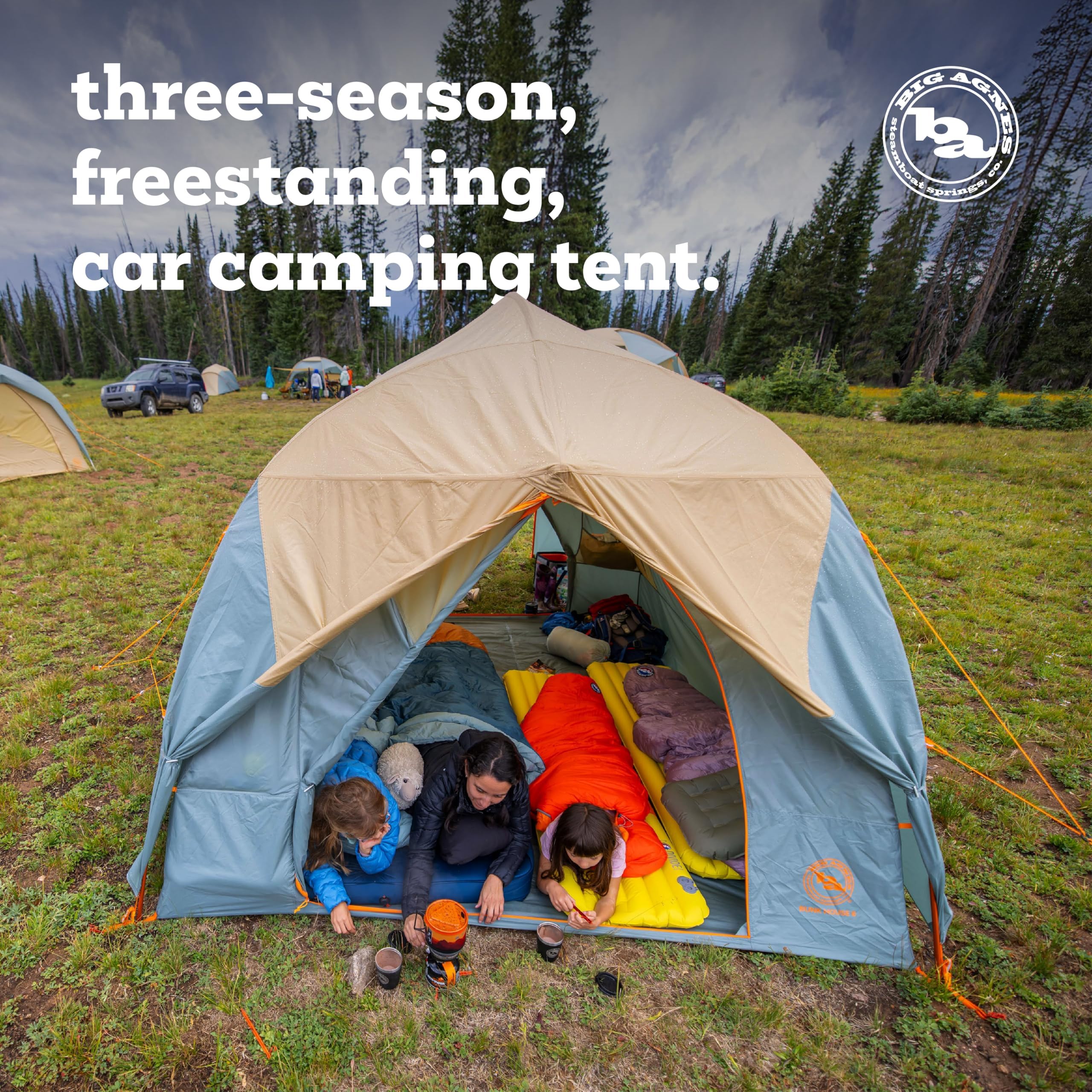 Big Agnes Bunk House - Large 3-Season Family Tent | Spacious 3-season tent with waterproof protection, quick setup, mesh ceiling and oversized vestibule