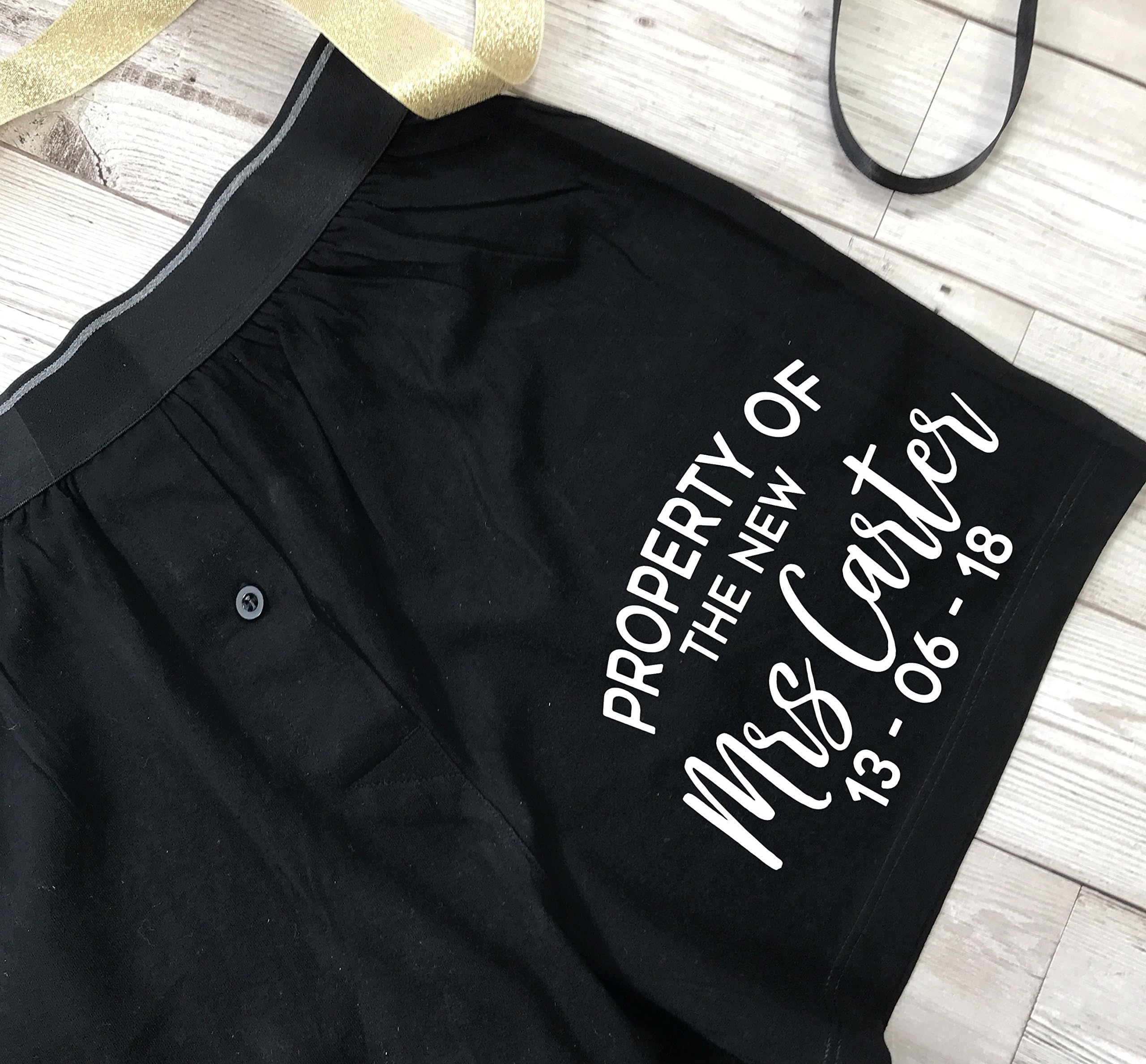 Birsppy Personalised Groom Wedding Morning Boxer Shorts Property of The New Mrs