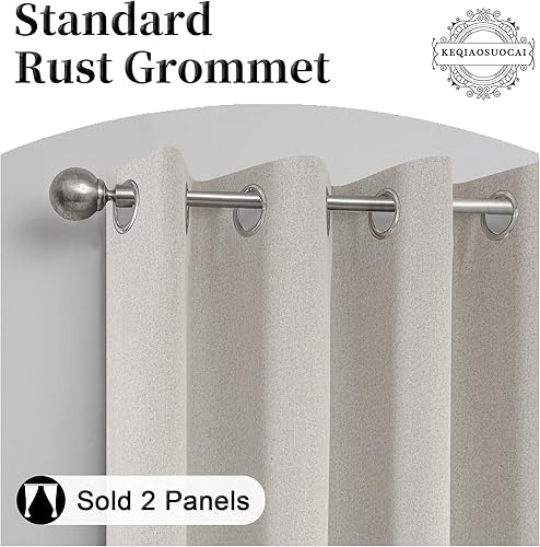 Miniatura 5 de Cortinas opacas extralargas de lino 108 pulgadas para dormitorio, cortinas texturizadas de arpillera con aislamiento térmico para ahorro de energía,