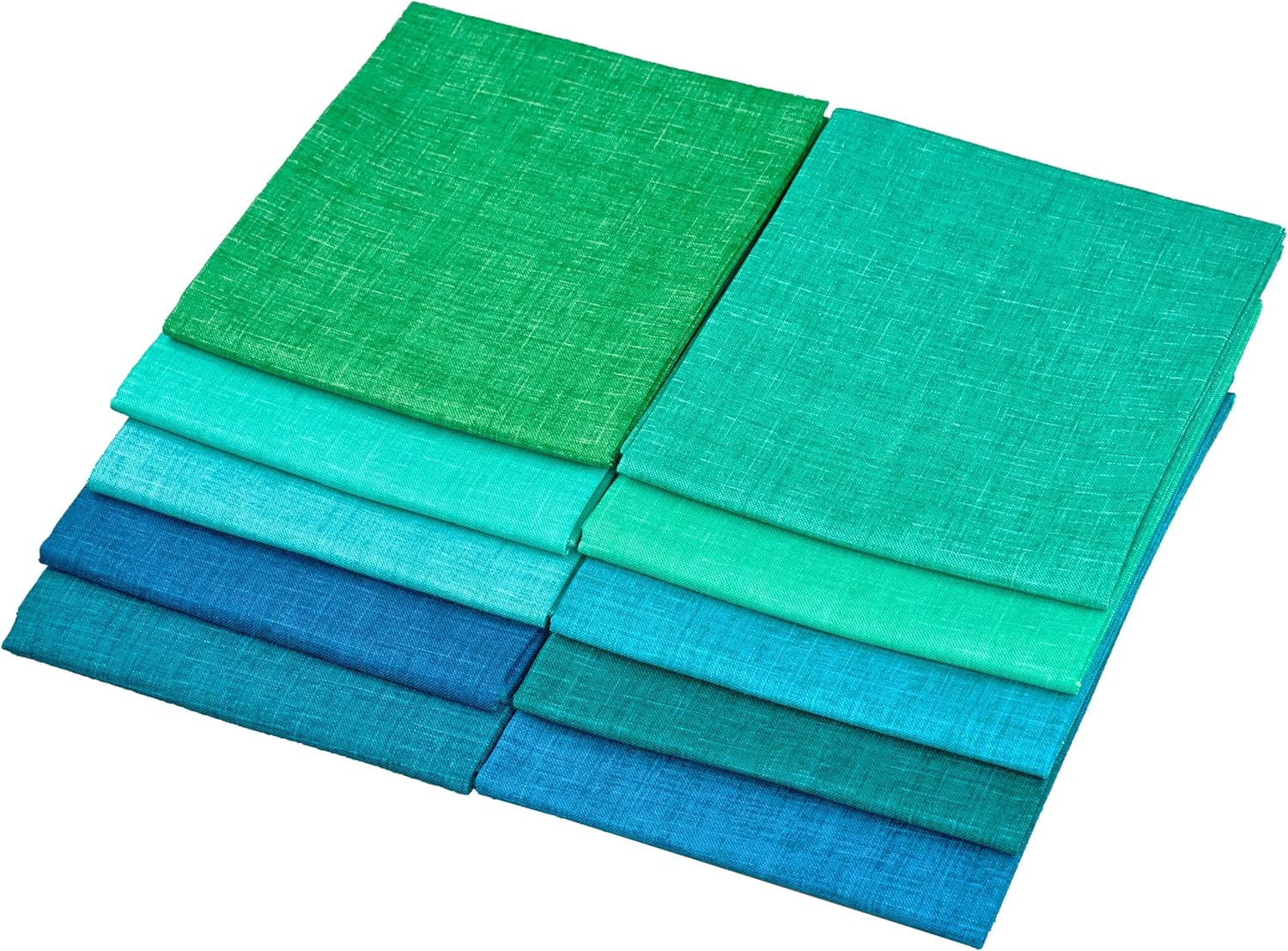Craftido - 11 Options Solids with Tweed Tonals-Assorted Color Cotton Quilting Fabric Bundles 10pcs Fat Quarters 18"x21"-Medium Weight 5.2oz-for Quilting, Sewing and Crafts-Midnight Oasis(Greens+Blues)