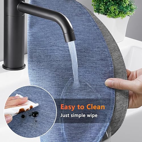 Miniatura 5 de Eforcurtain Juego de 4 manteles individuales redondos de lino de algodón de doble cara, lavables y redondos, fáciles de limpiar, de tela estilo