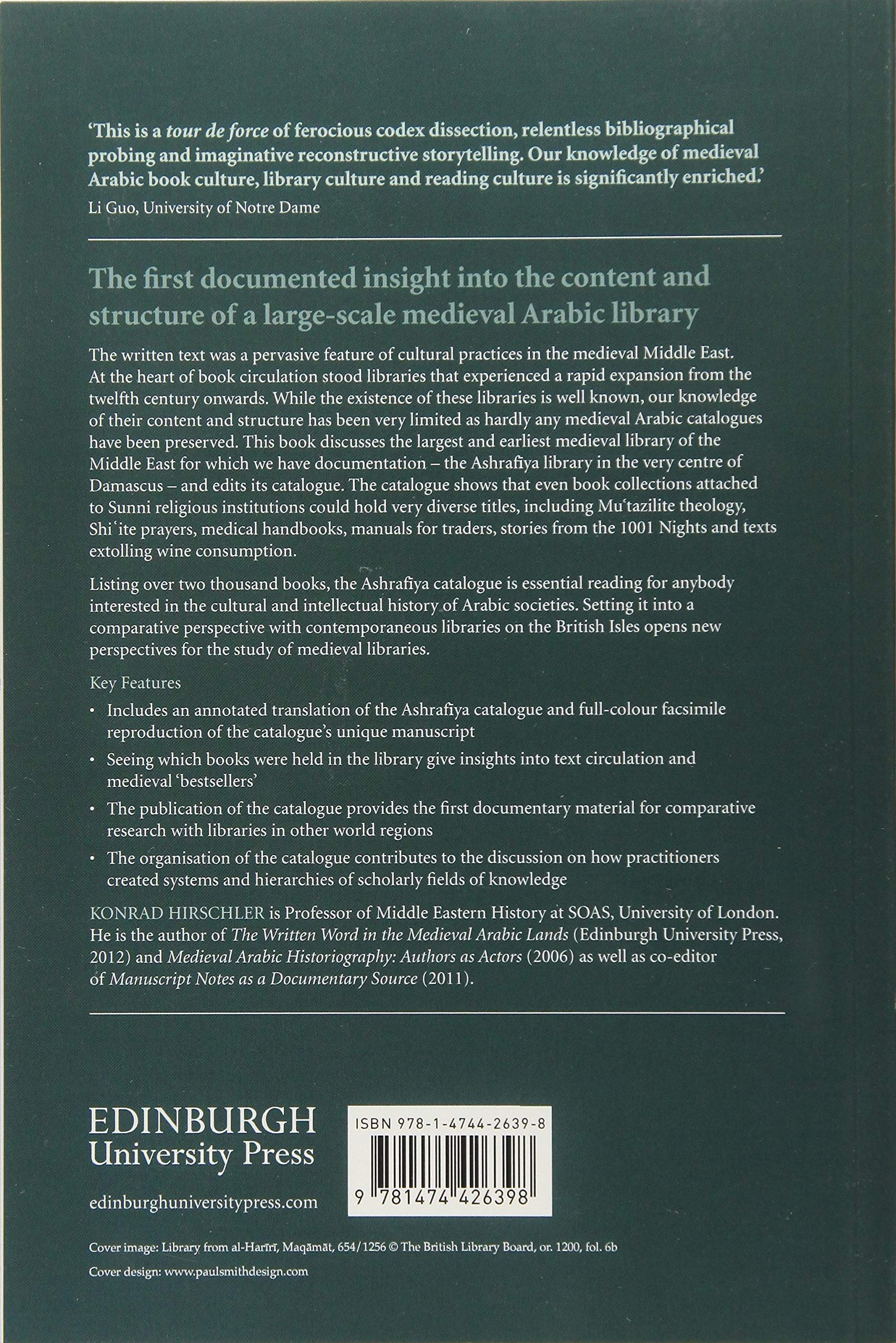 Medieval Damascus: Plurality and Diversity in an Arabic Library, The Ashrafiya Library Catalogue