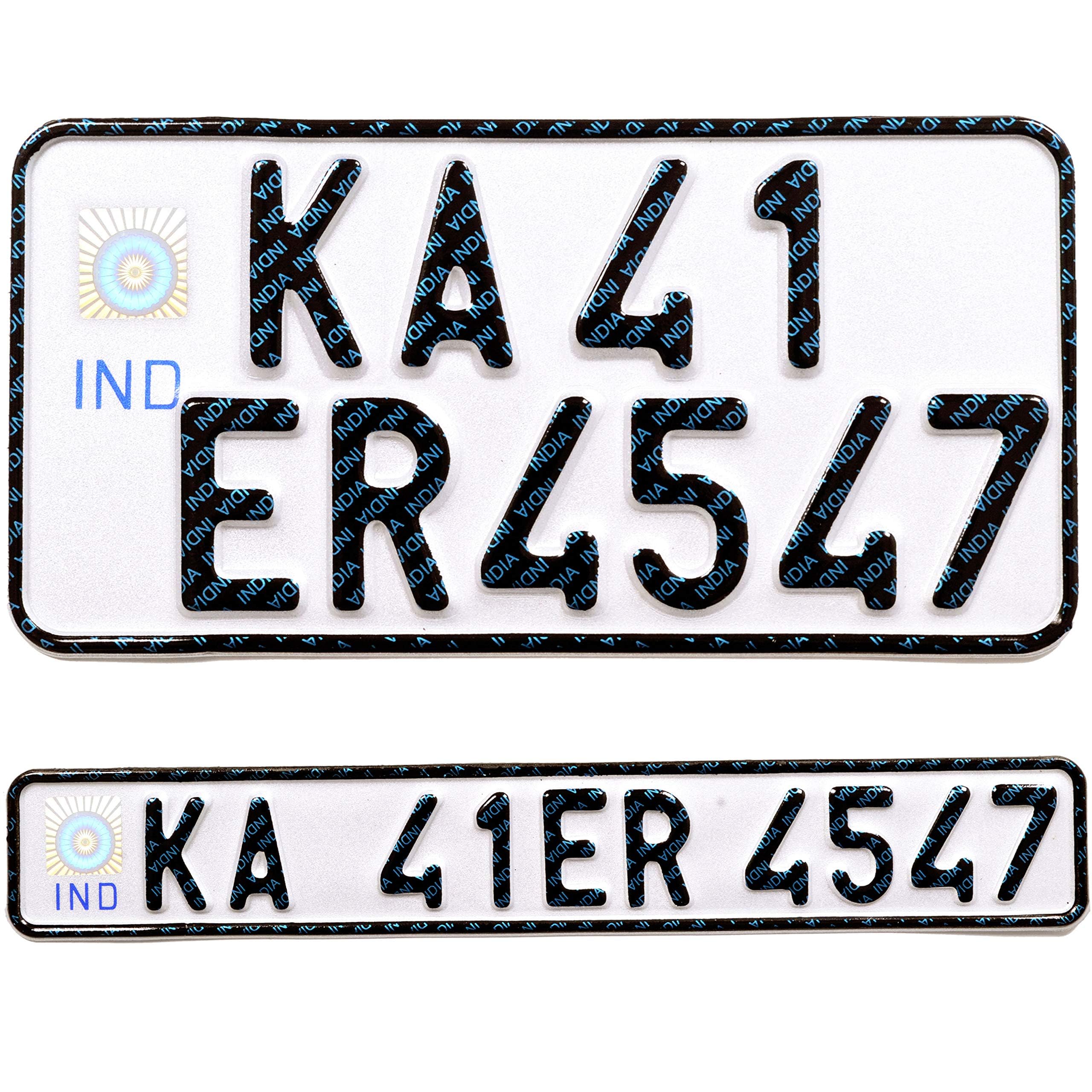 - IND Embossed Bike Number Plate Set for Front and Rear | Non-HSRP | No Barcode or Serial Code | Compatible with Old Registration Bikes (White)