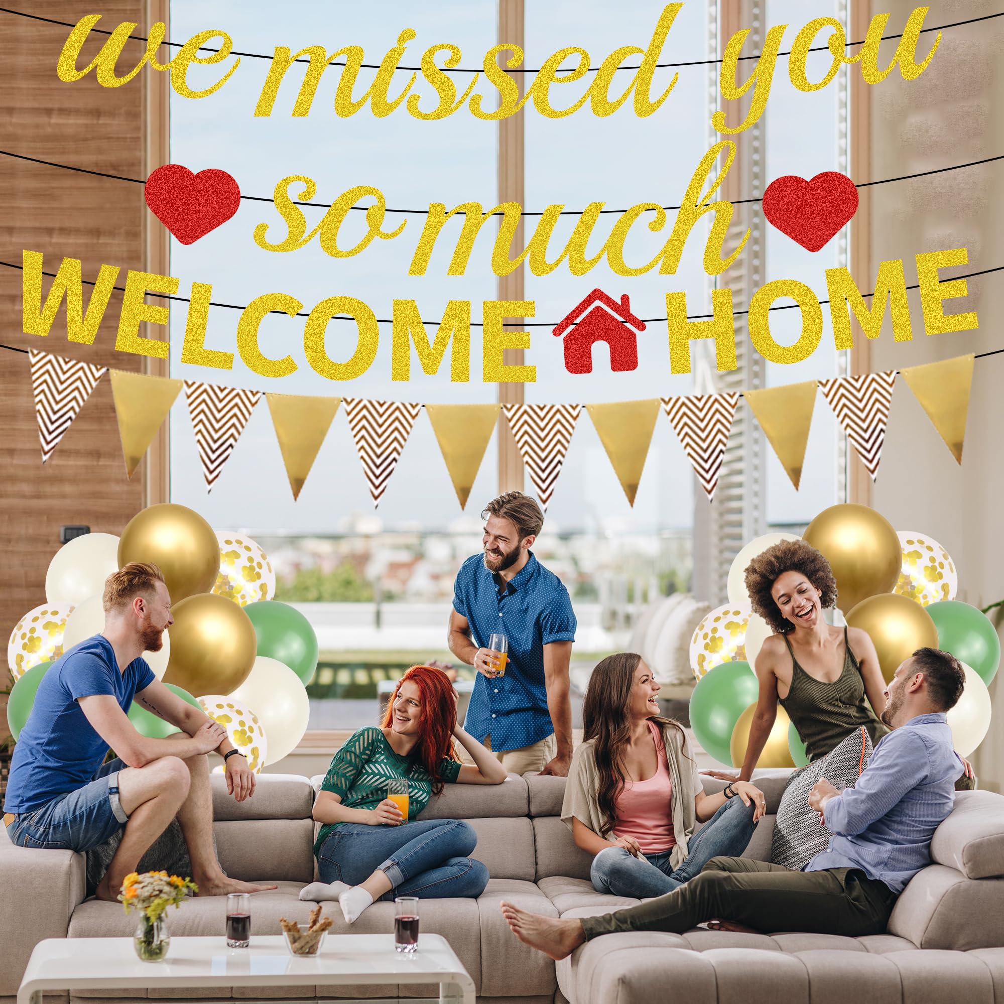 Welcome Home Decorations Balloons Banner, 28 Pcs Gold Welcome Home Banner - Image 4