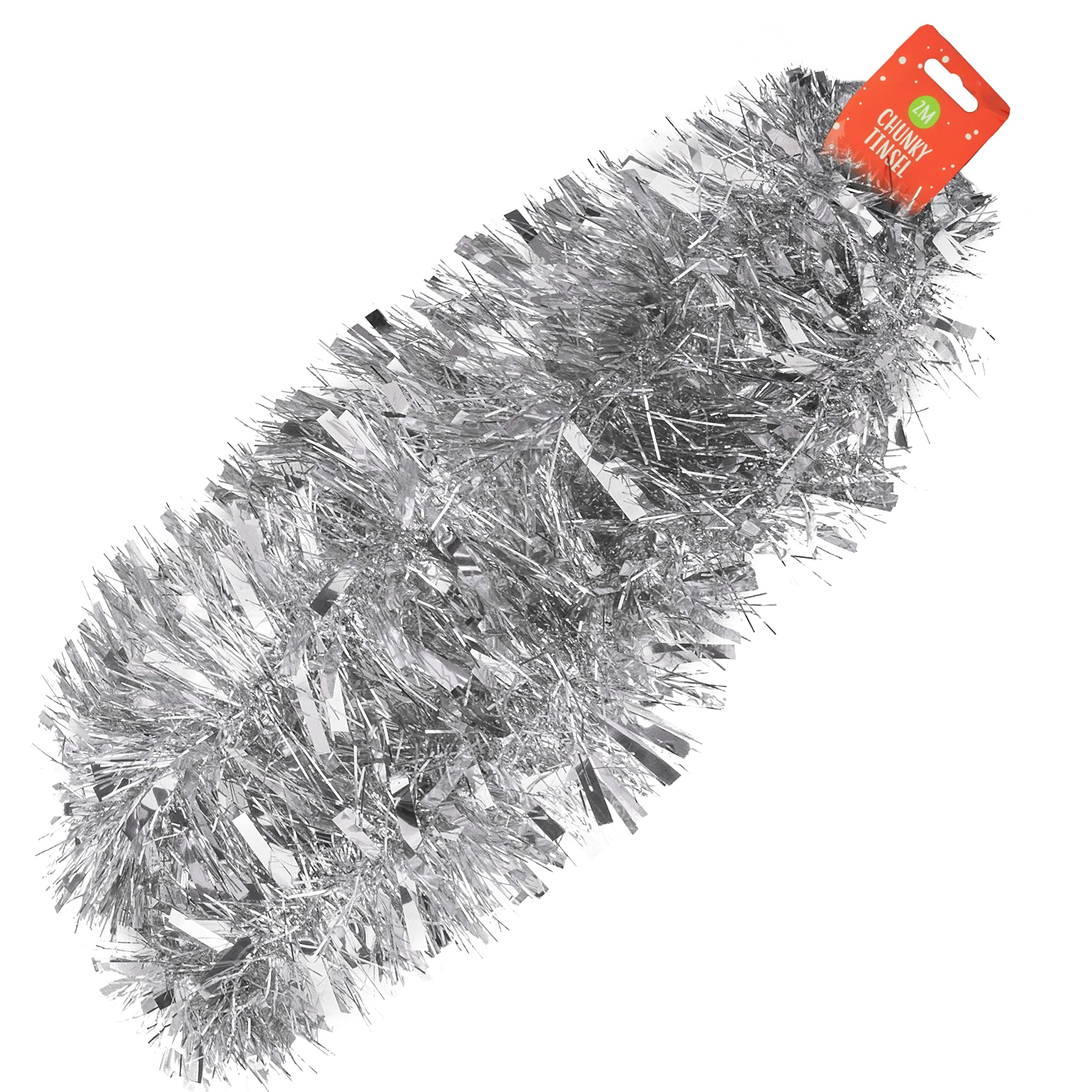 3x Silver Fine Cut Chunky Tinsel, Total 6M, Thick and Thin Shiny Tinsel Garlands - Image 4