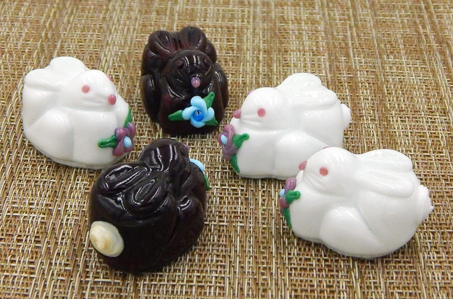 Art Glass Bunny Rabbit Chocolate Gift Handmade Easter Décor (White Chocolate)
