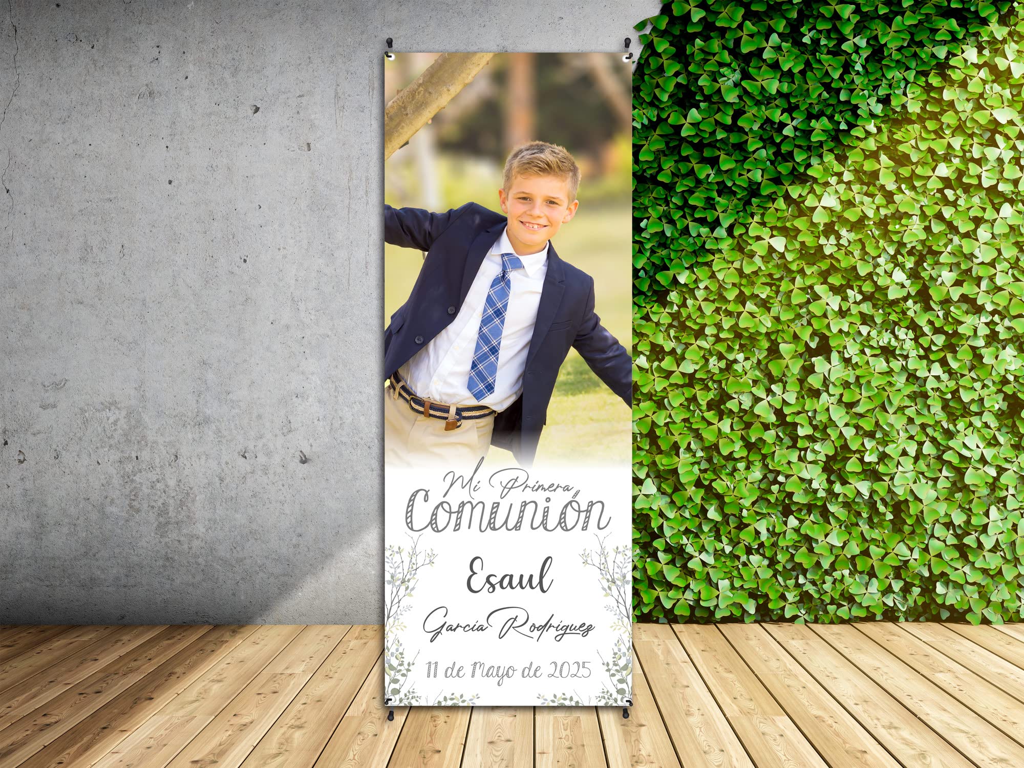Oedim Photocall Personalizado para Comuniones, Fabricado en Lona con Soporte X Banner, Expositor Publicitario Desmontable
