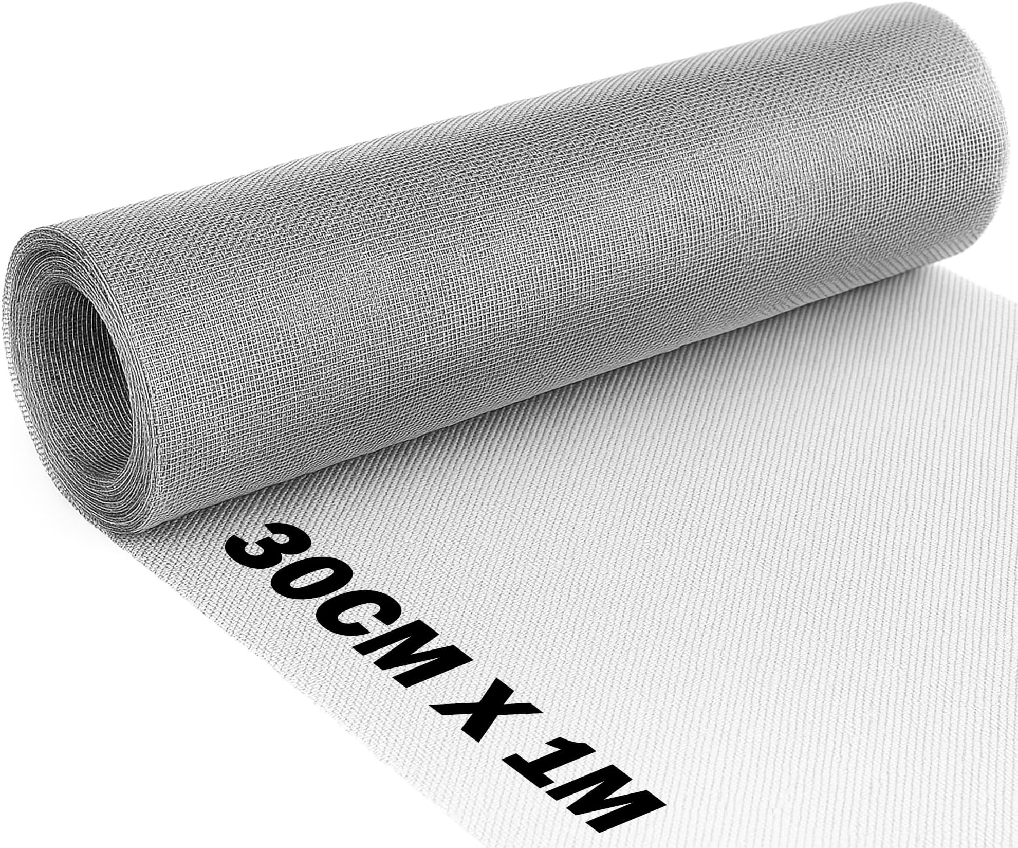 BLOSTM 304 Stainless Steel Wire Mesh Roll - 30cm x 1m Rustproof Fine Metal Mesh to Cover Vents, Air Bricks, Windows - Blocks Rodents, Insects, Mouse, Pests from Entering Home & Garden - Easy to Cut
