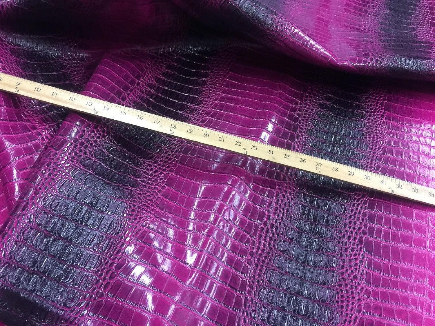 Big Nile Crocodile Leather Vinyl Fabric Embossed Upholstery Alligator by Yard Purple Black