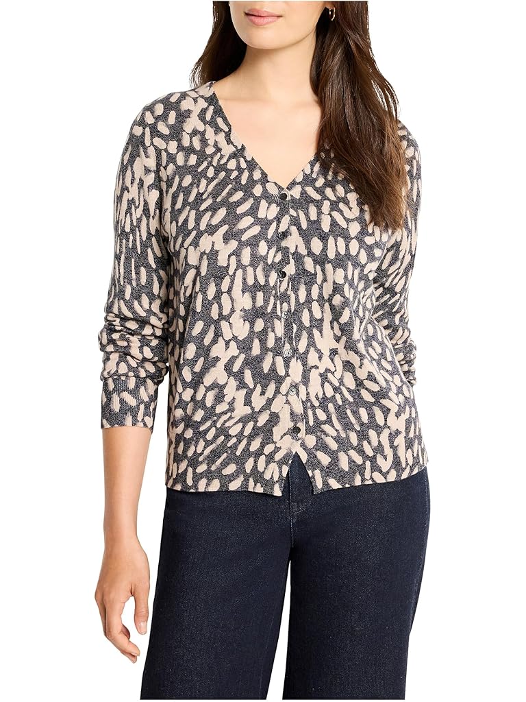 Multi NIC+ZOE Petite Wild Dot Buttoned Up Pullover Sweater