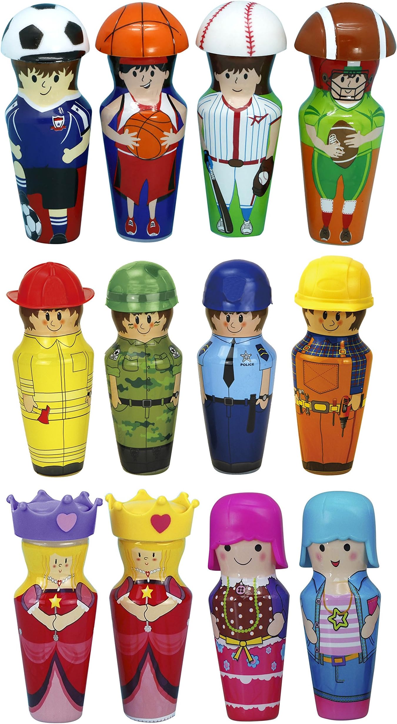 Character Bubble Blower Set, 12 Different Characters, Value Pack, with Wand, 2.4 oz., Rainbow Bubbles