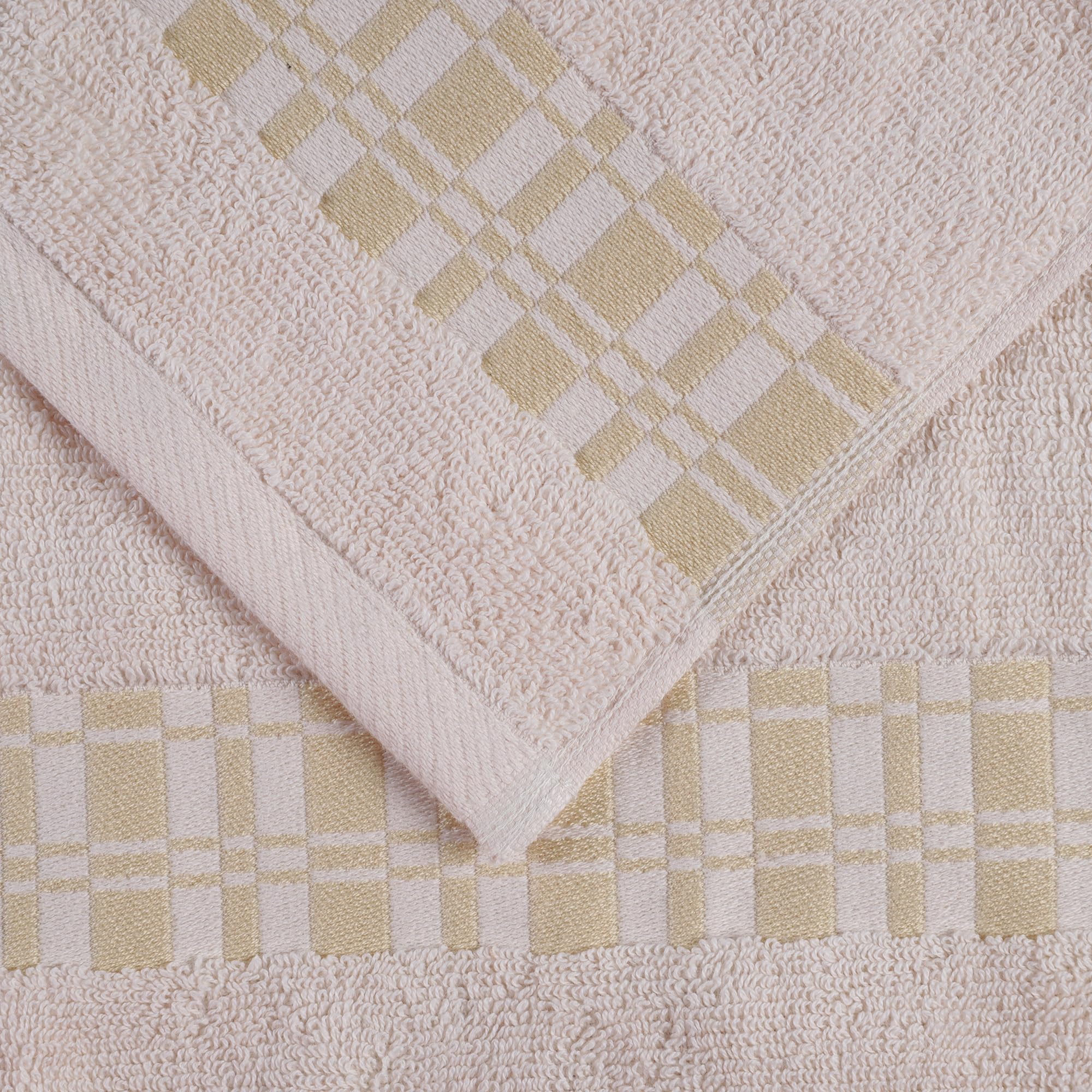 Superior Lot de 8 serviettes de bain en coton à séchage rapide, motif géométrique moderne avec bordure Dobby, serviettes de visage 33 x 33 cm, serviettes de toilette 40,6 x 76,2 cm, serviettes de bain