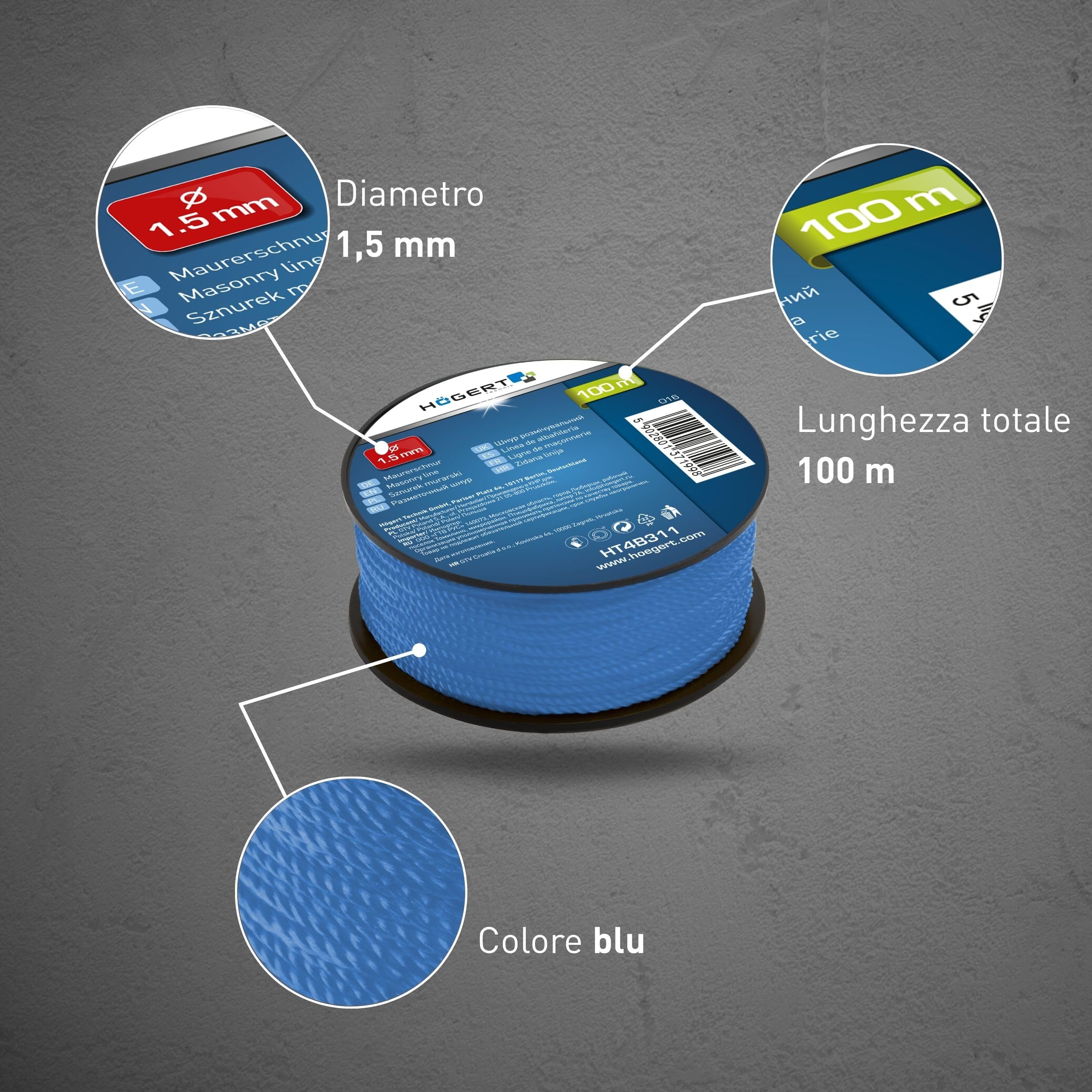 Cavo Da Costruzione Blu 100m - Filo Livellante Resistente - Foto 9