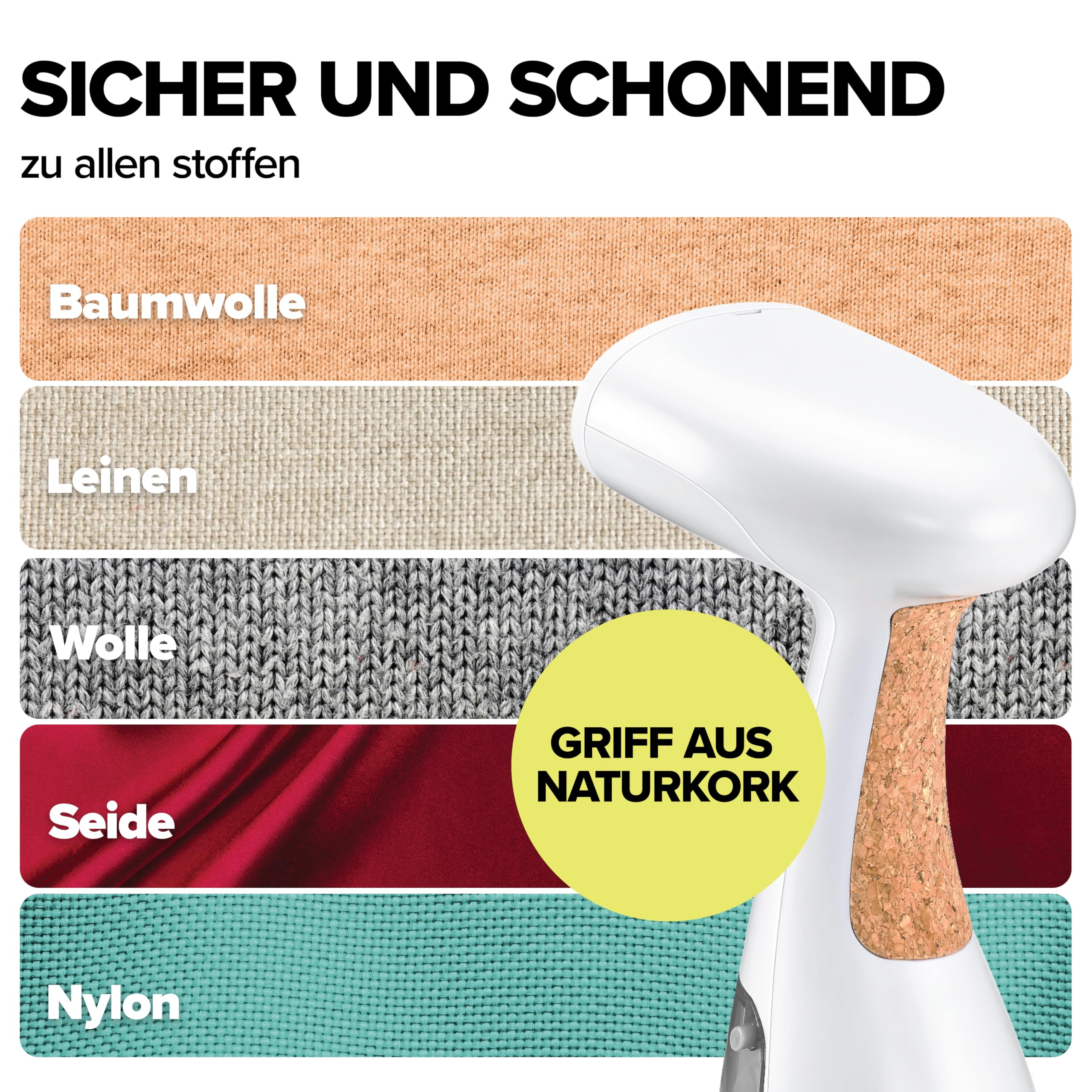 Dupray Voila 3-in-1 Dampfglätter mit Aufsatz, 1200 Watt, Tragbarer Stoff- und Kleidungsdampfer, Reisedampfglätter, Travel Steam Iron, Trockendampf, Schnellaufheizung, Dampfbügeleisen, weiß