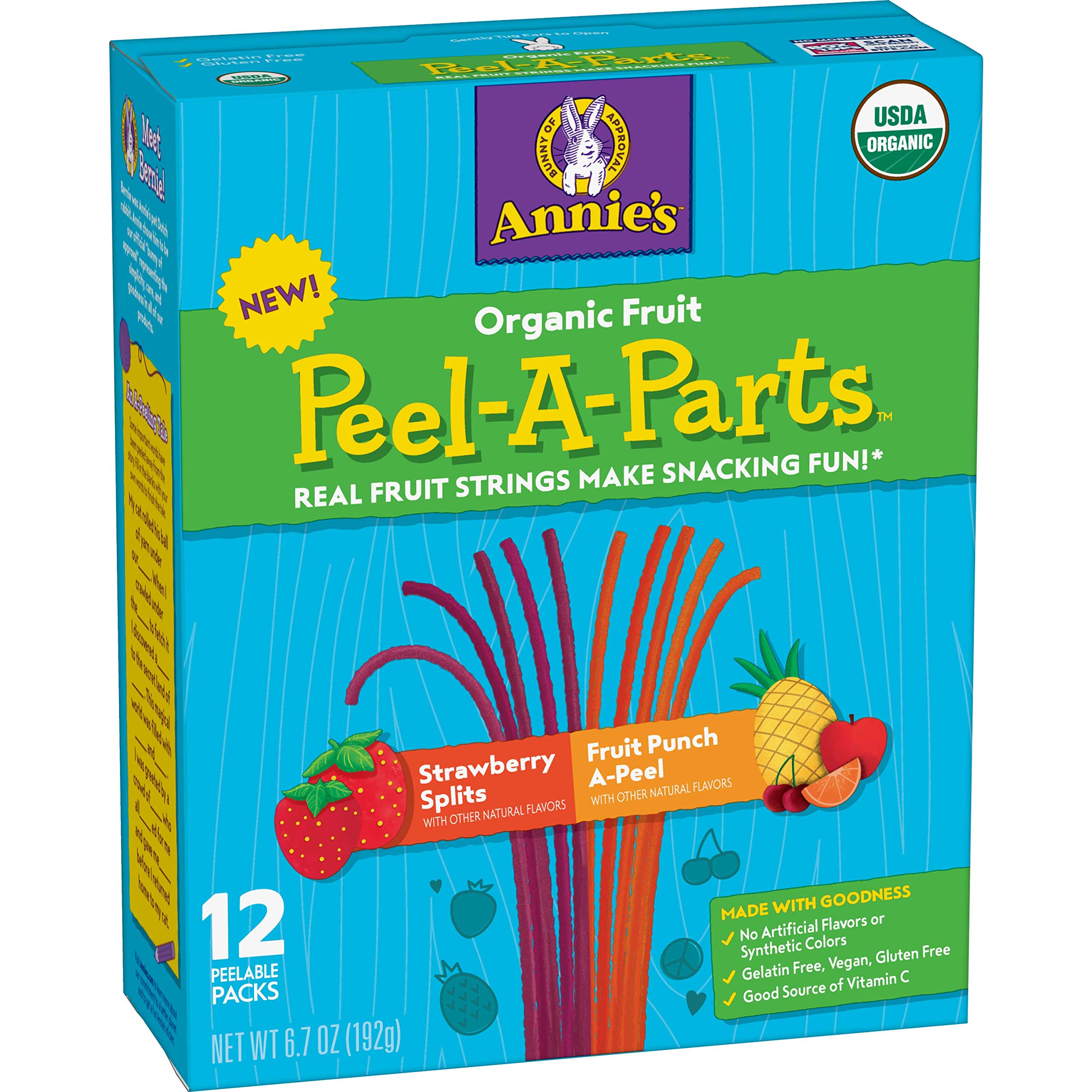 Amazon.com: Annie's Organic Fruit Peel-A-Parts Fruit Snacks, Strawberry and  Fruit Punch, 12 ct