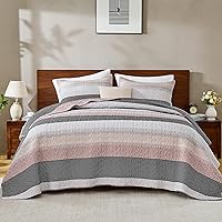 Vista 27 de Andency - Juego de ropa de cama Queen, edredón de patchwork azul mineral, 3 piezas, colcha de verano a rayas ultra suave y ligera, juego