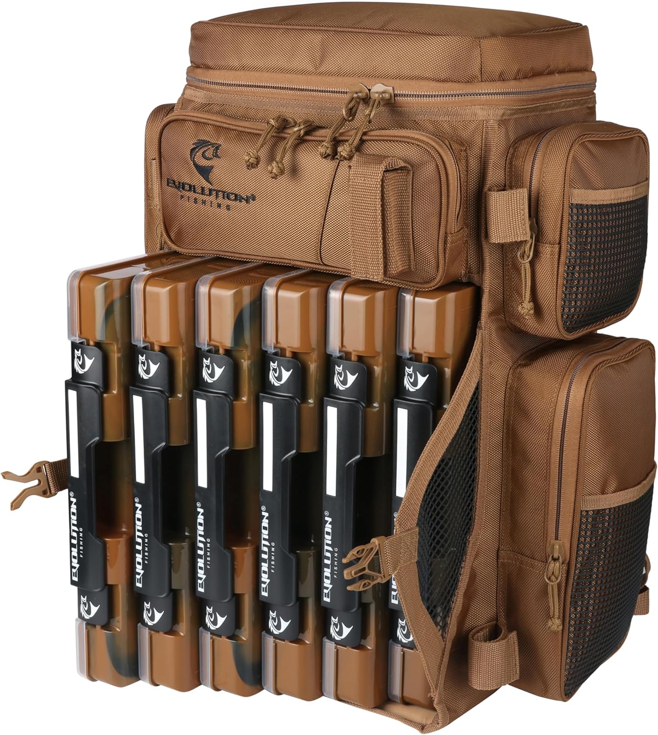 Evolution Fishing Drift Series Tackle Backpack, Outdoor Rucksack w/ 6 Fishing Tackle Trays, Heavy Duty