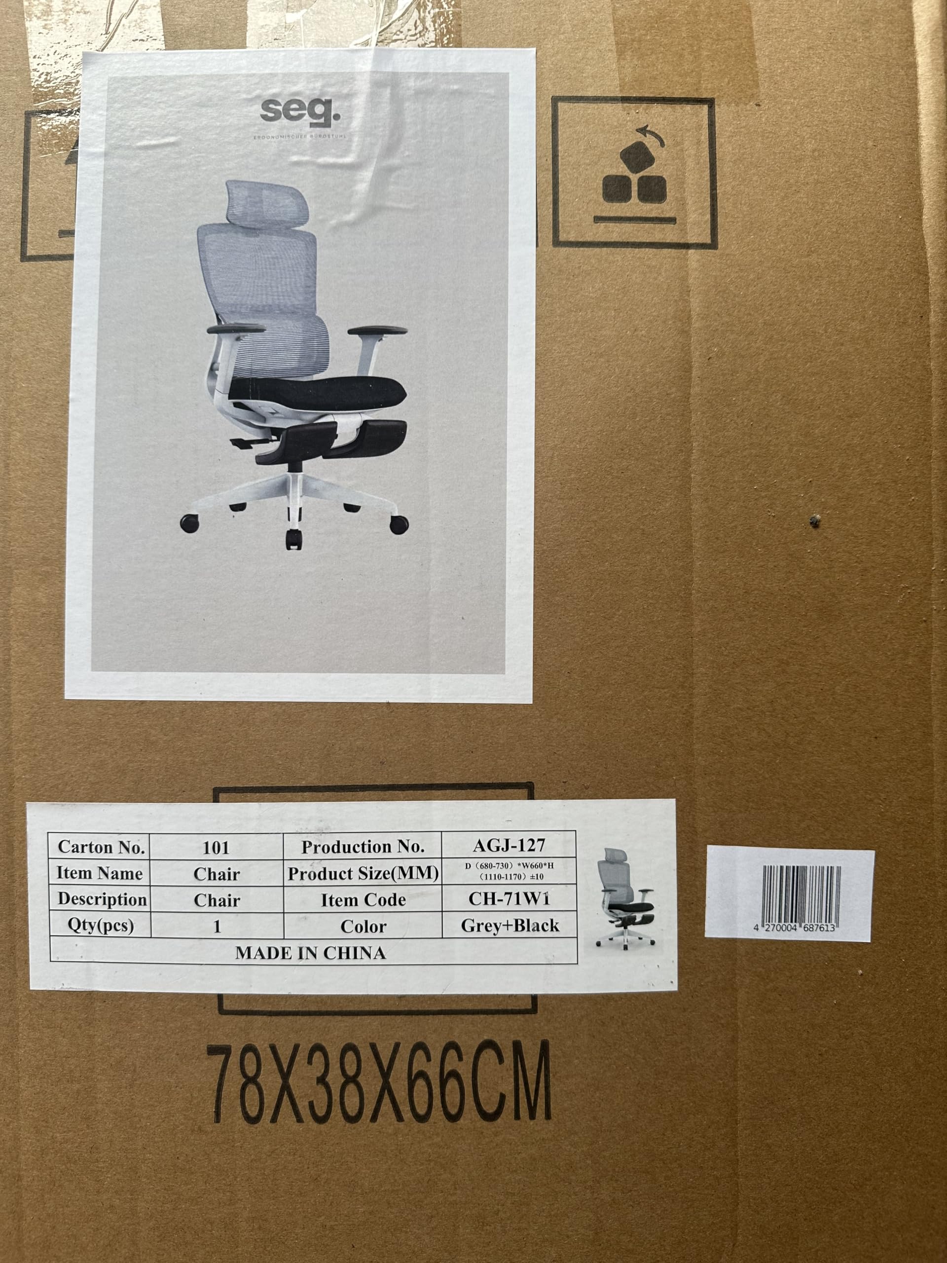 SEG Ergonomischer Bürostuhl mit Liegefunktion – Verstellbare Rückenlehne bis 135°, Höhenverstellbar, Drehstuhl mit Fußstütze, Bequemer Schreibtischstuhl für Home Office & Gaming