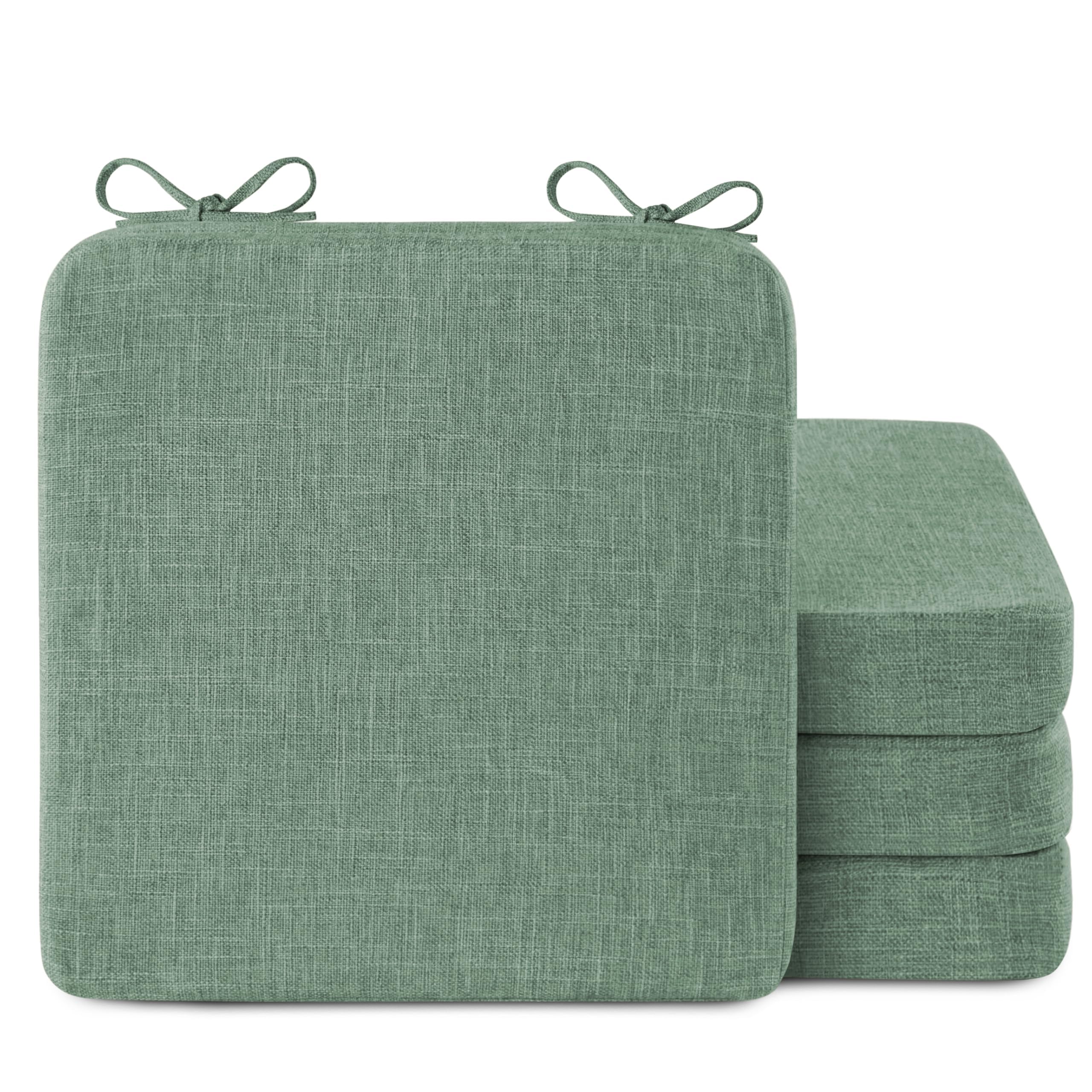 AddGrace Square Chair Cushions for Dining Chairs 16x16x2inch (4, Sage Green)