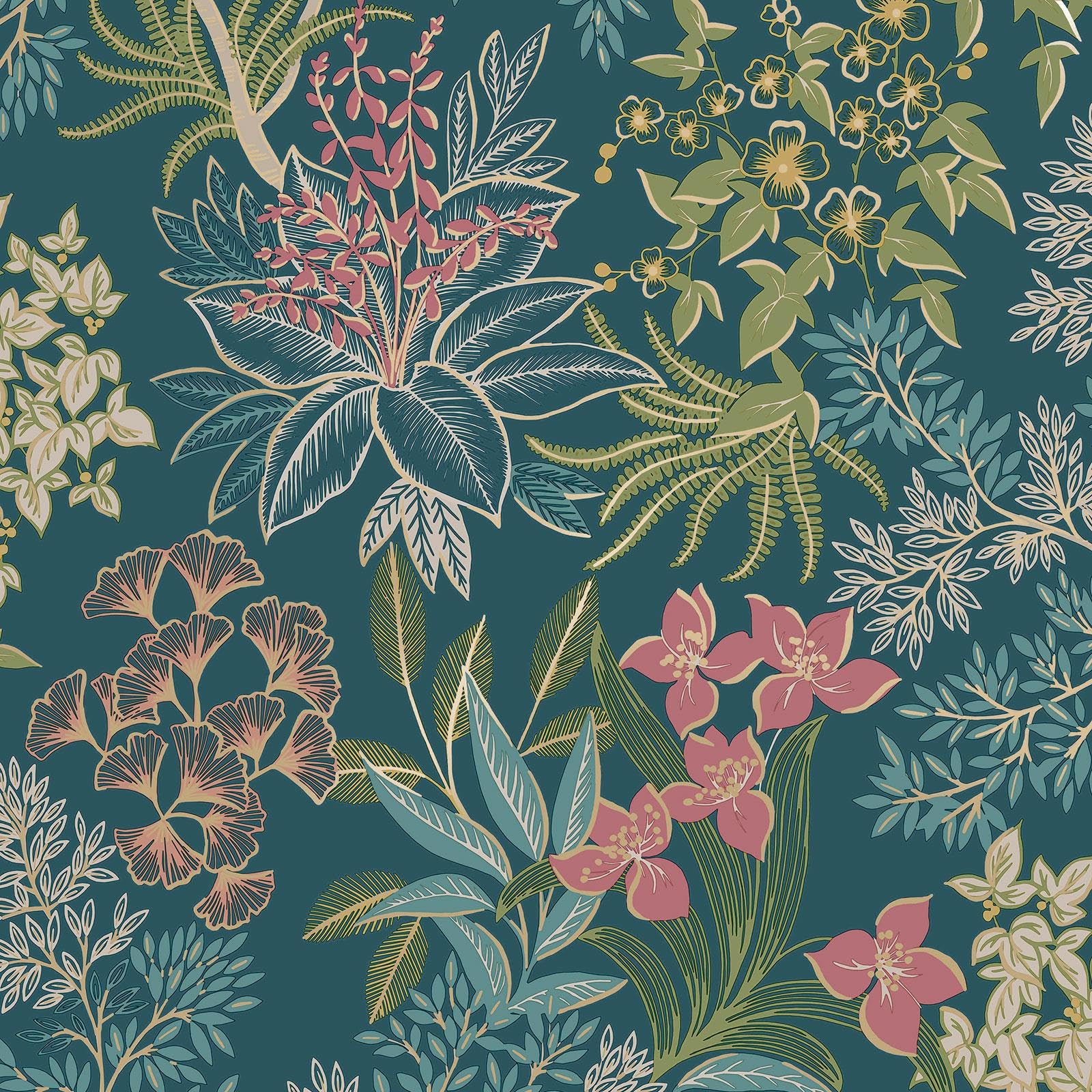 Full Bloom Wallpaper Teal Holden 14220 from B&Q