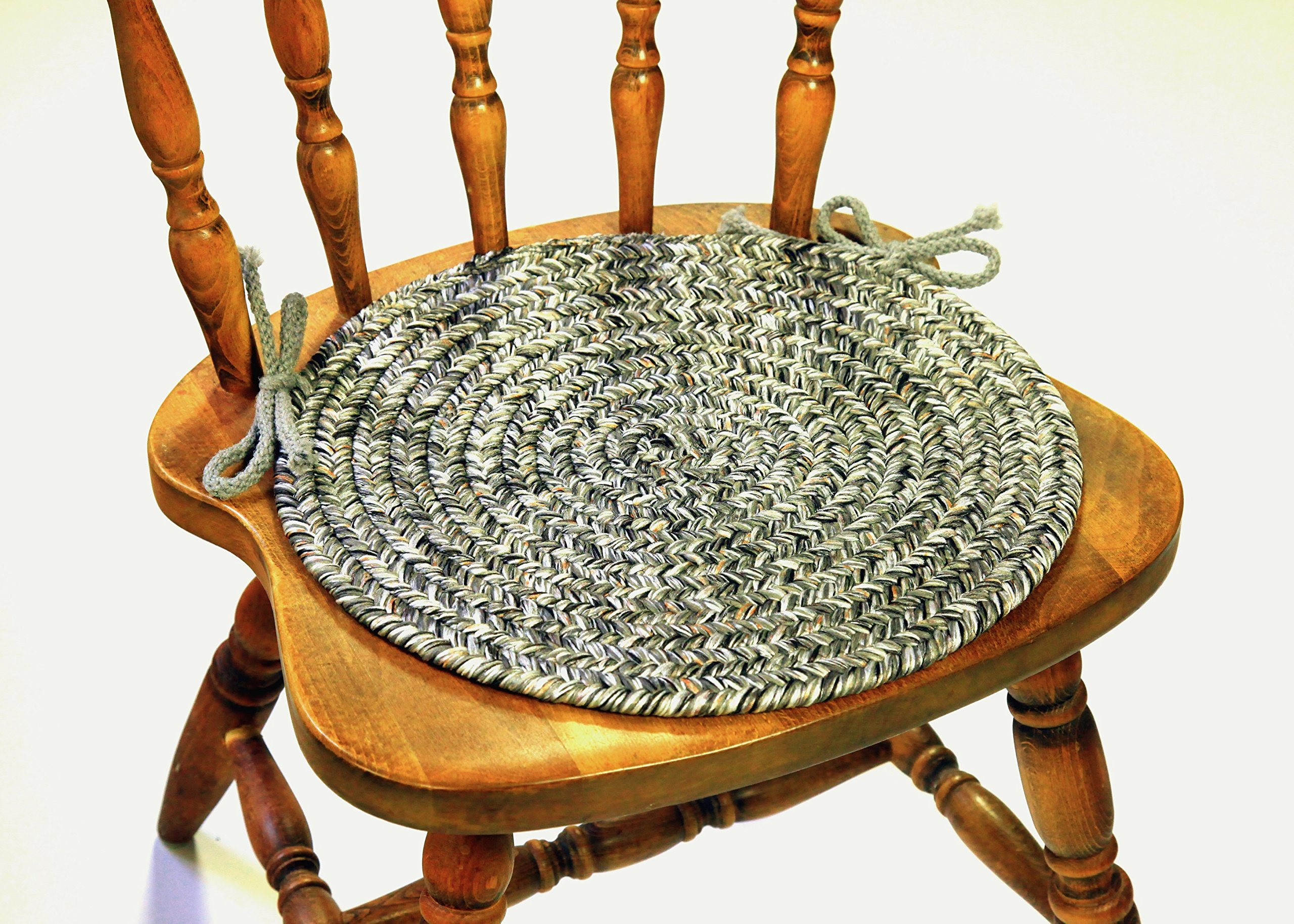 Sabrina Tweed Chair Pads, 15 by 15-Inch, Graphite, Set of 4