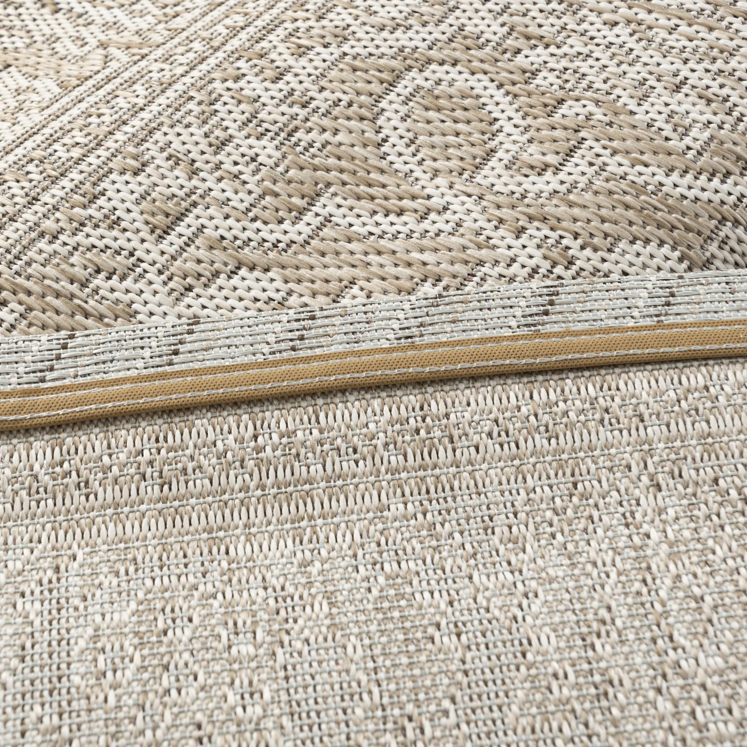 Mazovia Teppich Beige In/Outdoor-Teppich Vintage - Balkon, Terrasse, Patio, Pavillon - Kurzflor Rechteckig Oeko-TEX® Zertifikat Wasserdicht - 160 x 230 cm
