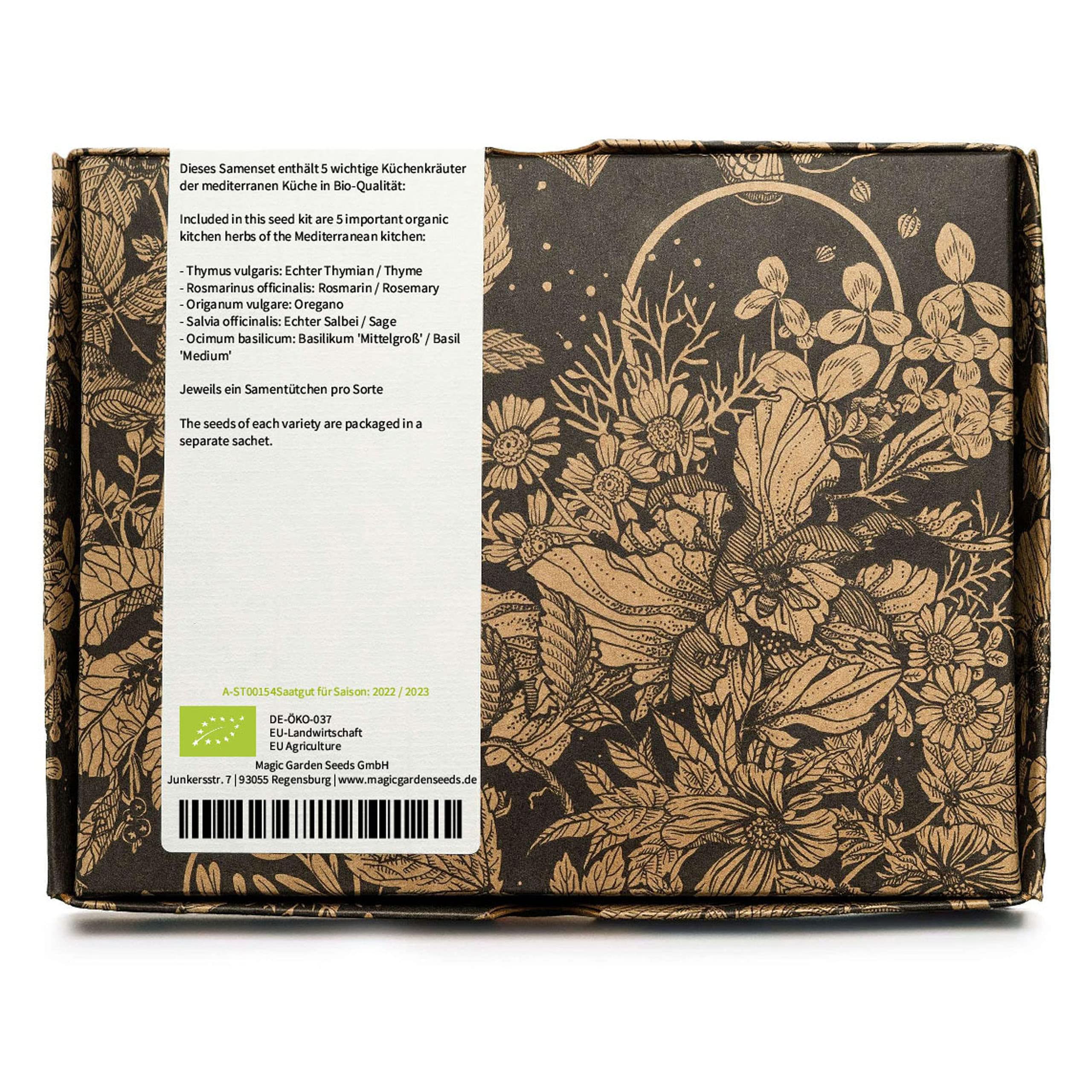 Herbes aromatiques méditerranéennes bio coffret cadeau semences 5 herbes du soleil