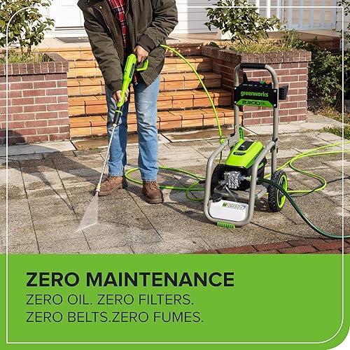 Miniatura 9 de Greenworks Pro - Lavadora de presión eléctrica sin escobillas 2300 PSI (Certificada SGS) 2.3 GPM Máx. 1.2 GPM (Manijas plegables, estructura de